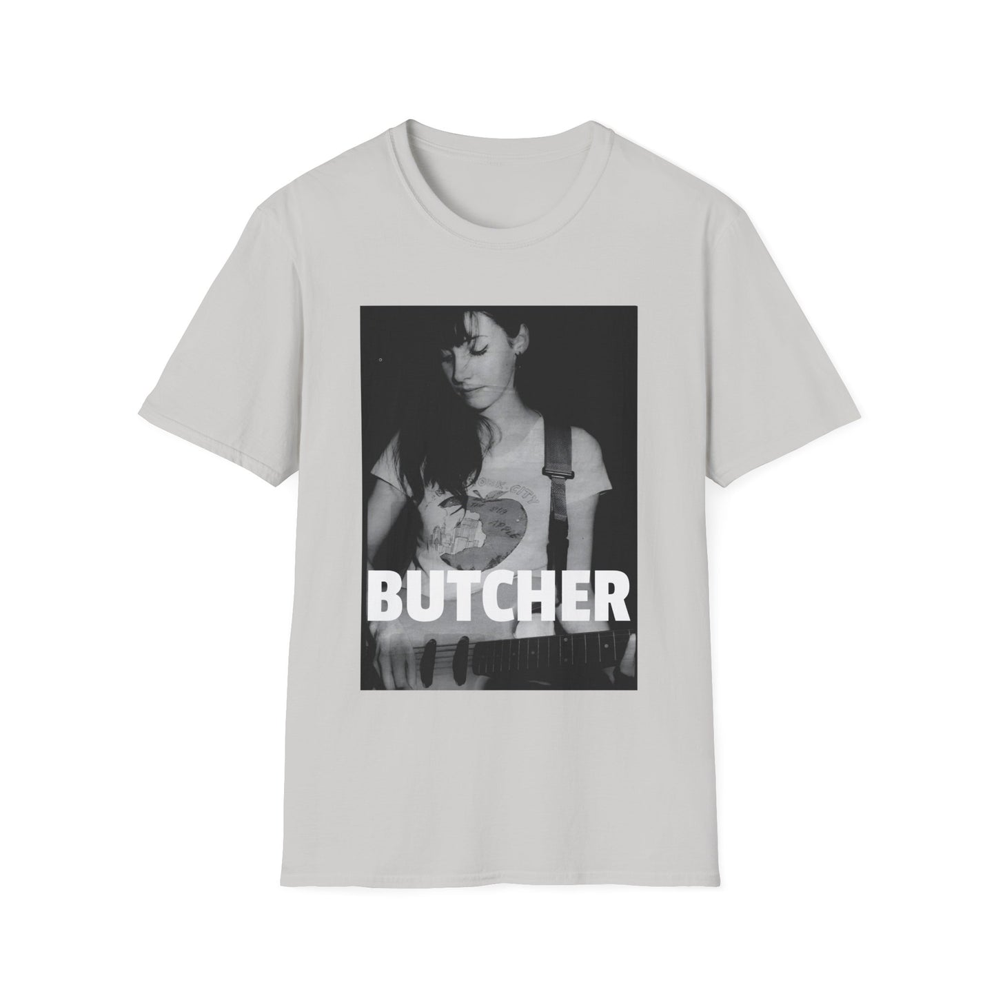 bilinda butcher from my bloody valentine playing guitar tshirt