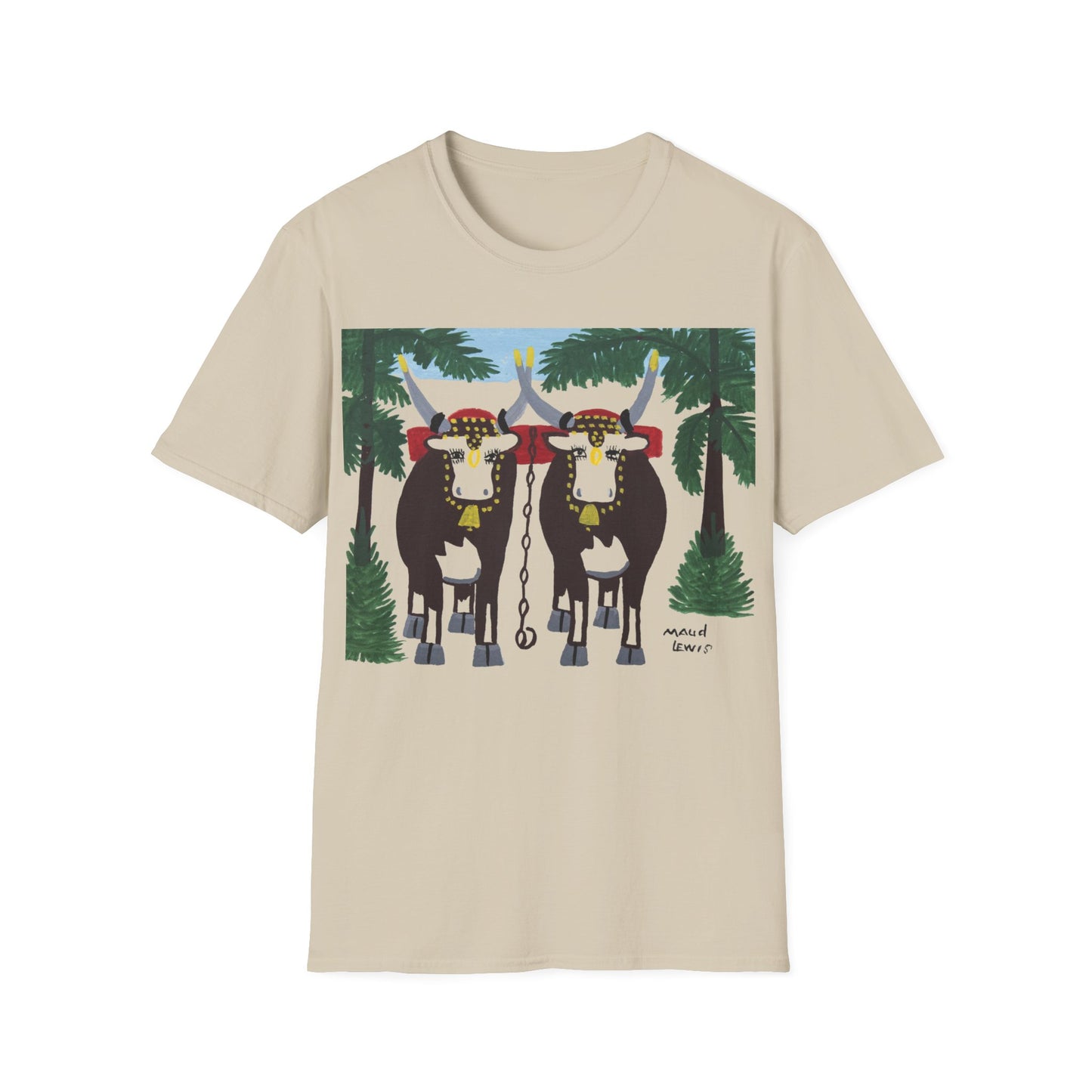 1960s maud lewis painting pair of oxen tshirt