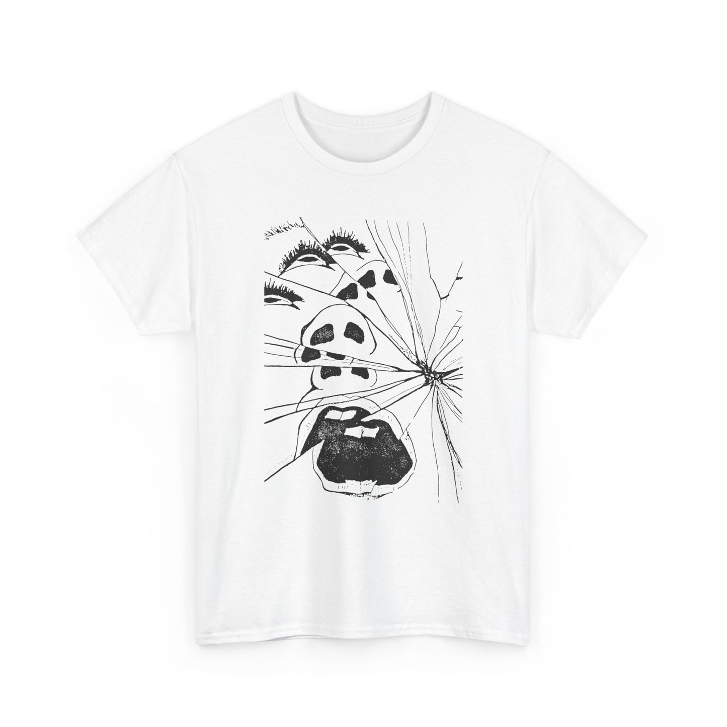 woman screaming through broken glass illustration custom edit tshirt