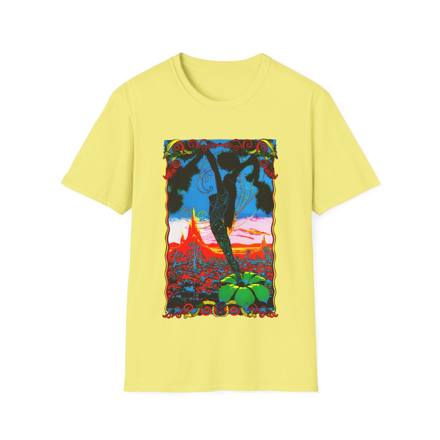 1960's dessert blossom black light psychedelic poster tshirt
