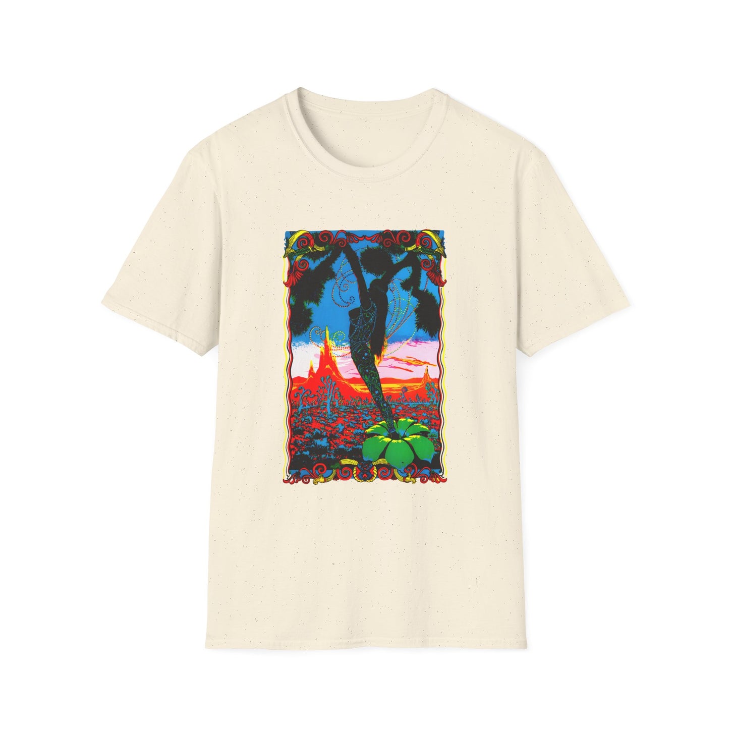 1960s dessert blossom black light psychedelic poster tshirt