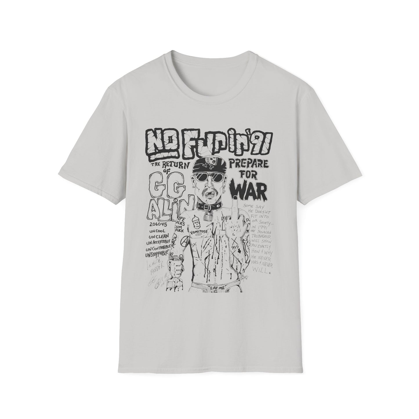 no fun in '91 gg allin show poster tshirt