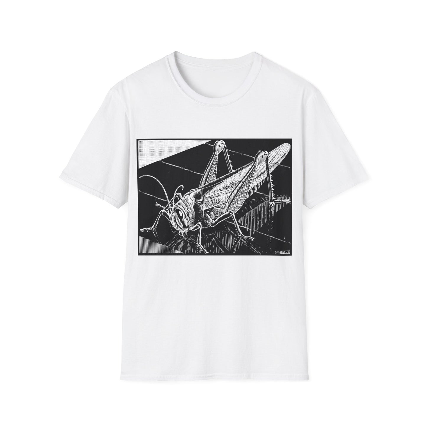 1935 m.c escher grasshopper wood engraving tshirt