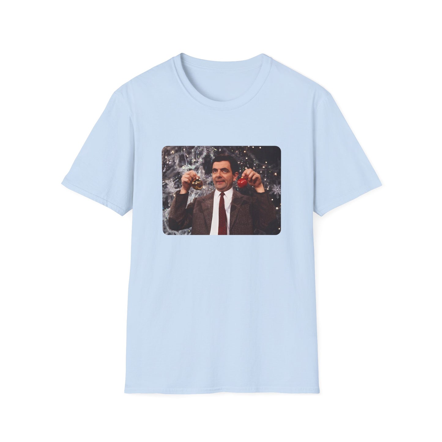 mr bean with christmas ornaments tshirt