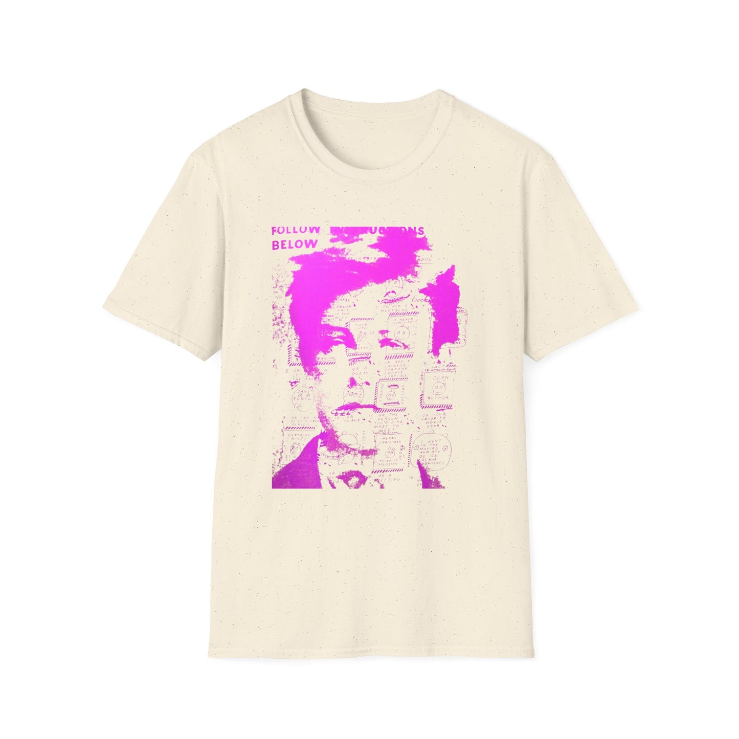 ray johnson arthur rimbaud art in pink tshirt