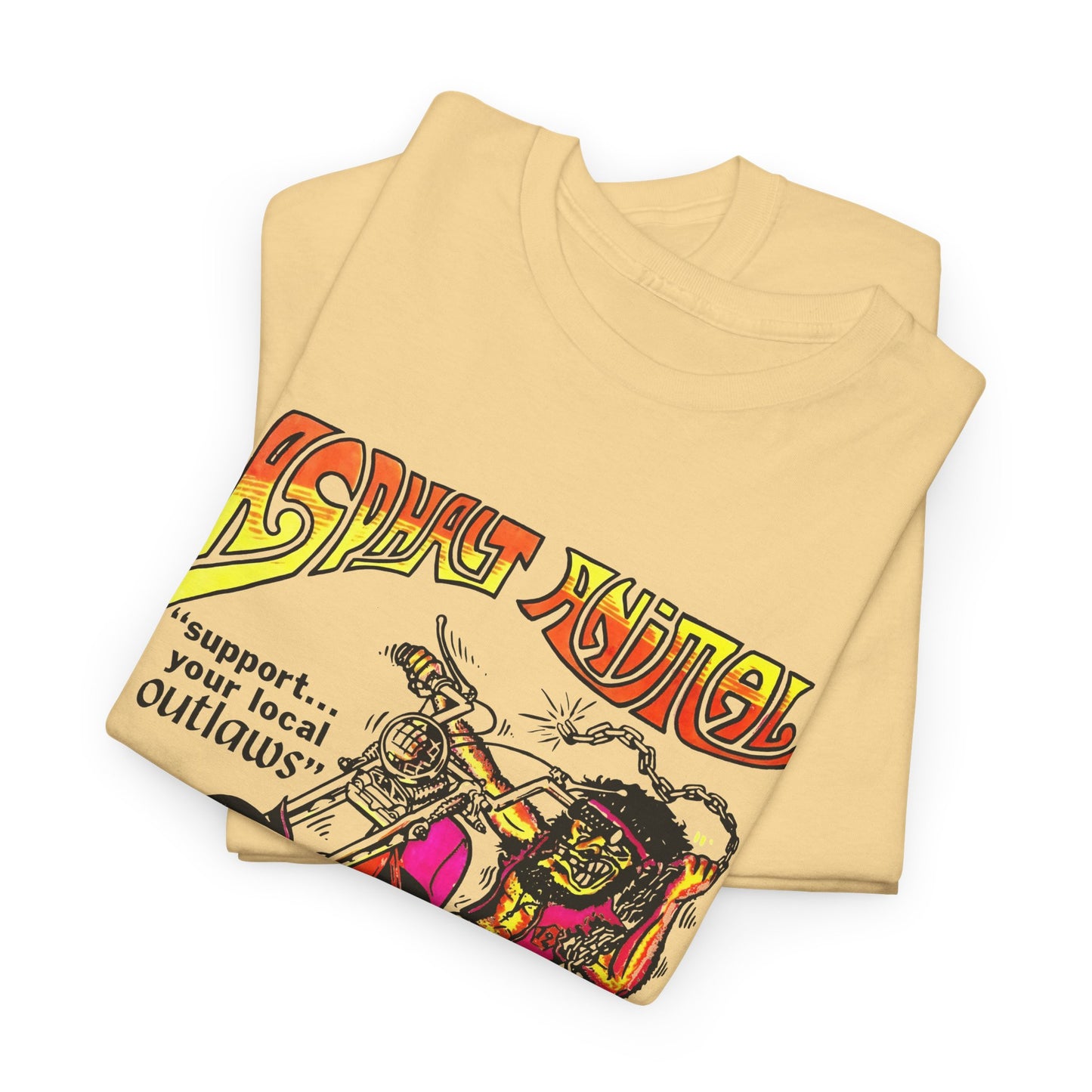 vintage 1967 asphalt animal support your local outlaws mototcycle graphic reproduction tshirt