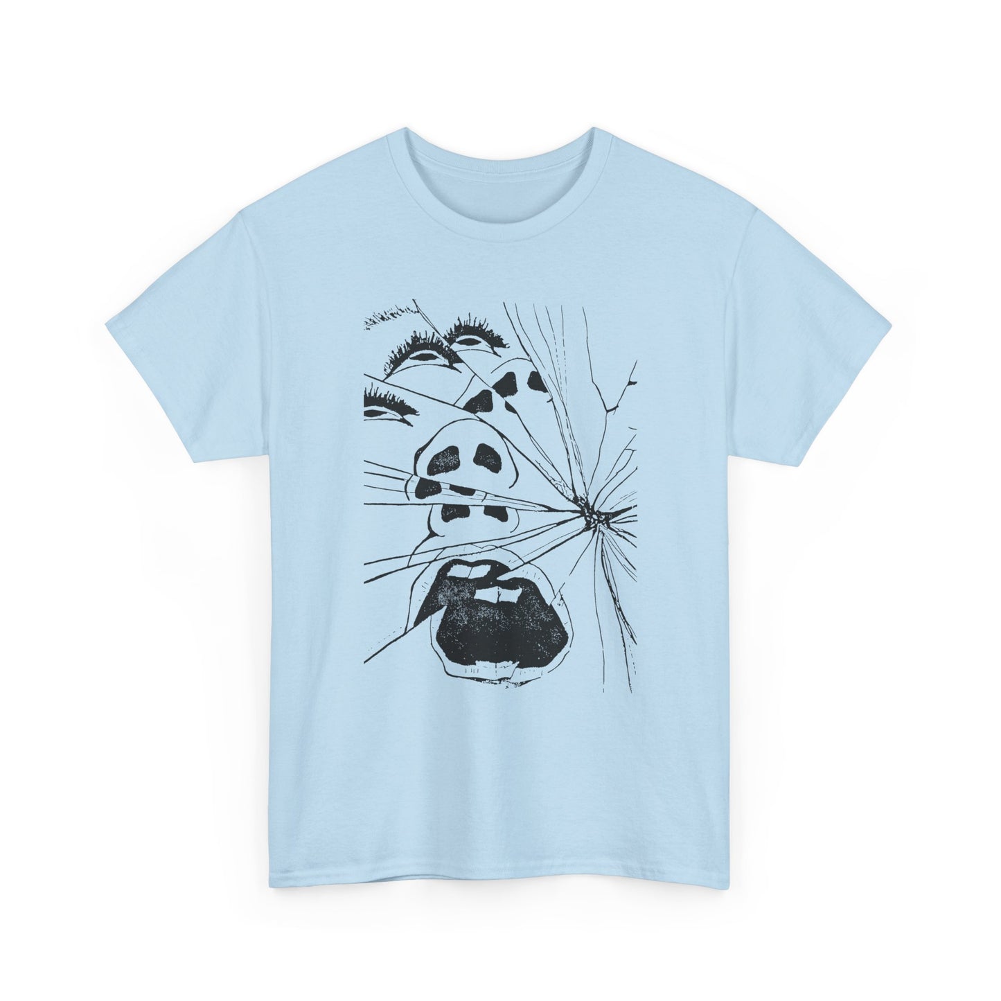 woman screaming through broken glass illustration custom edit tshirt