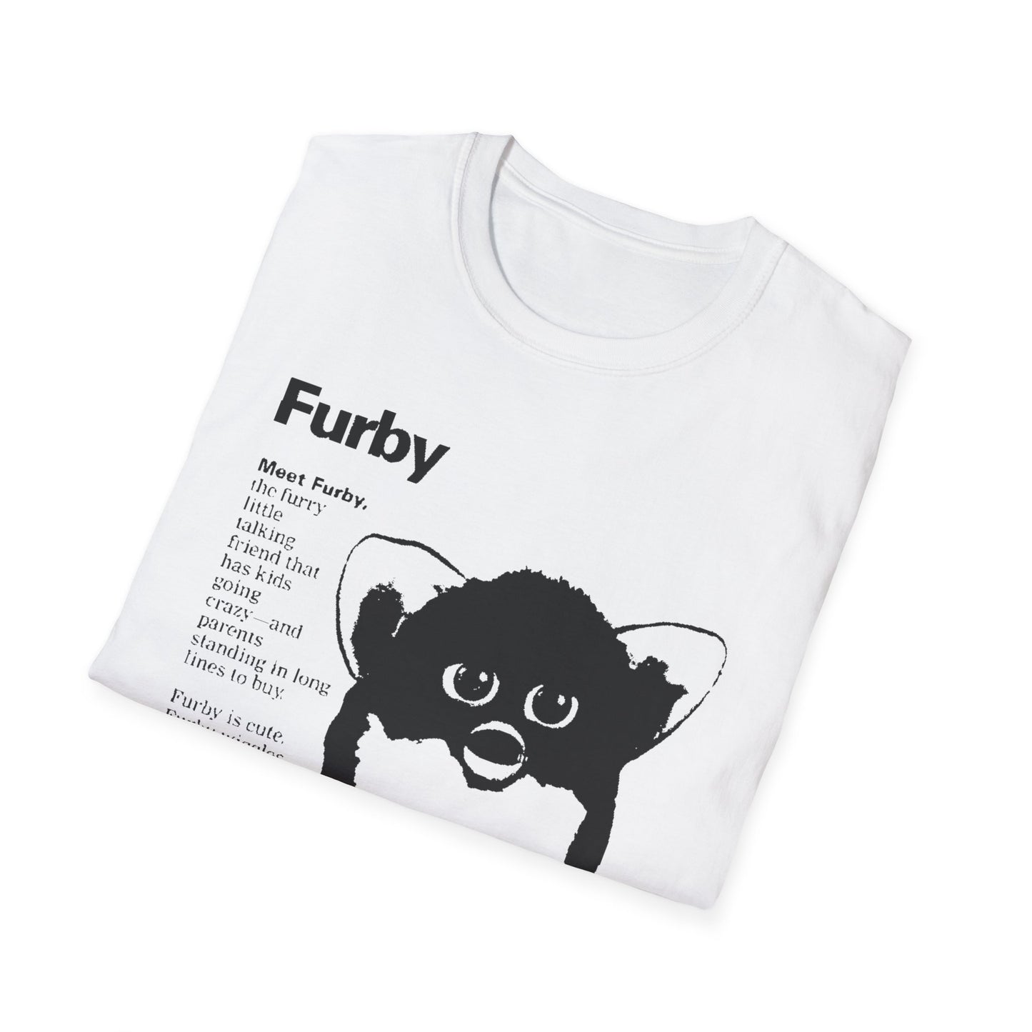 1990s furby advertisement meet furby fan art tshirt
