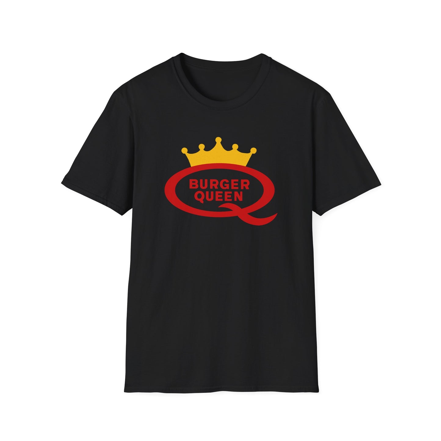 vintage defunct burger queen fast food logo tshirt
