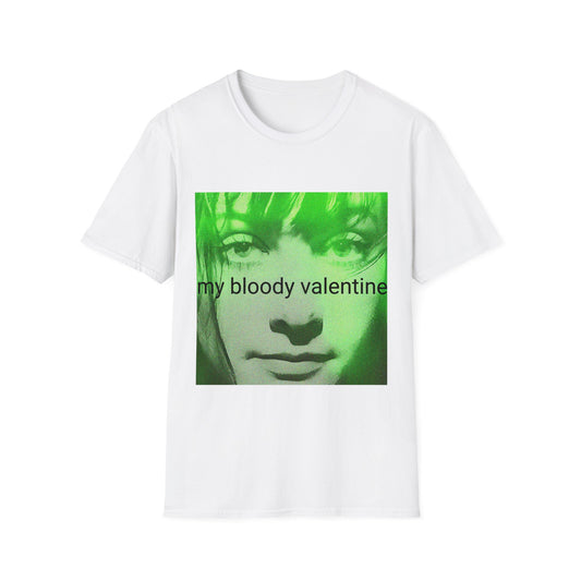 my bloody valentine belinda butcher close up in green tshirt