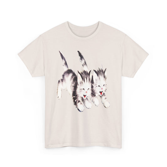 vintage kitten twins illustration stretched reproduction tshirt