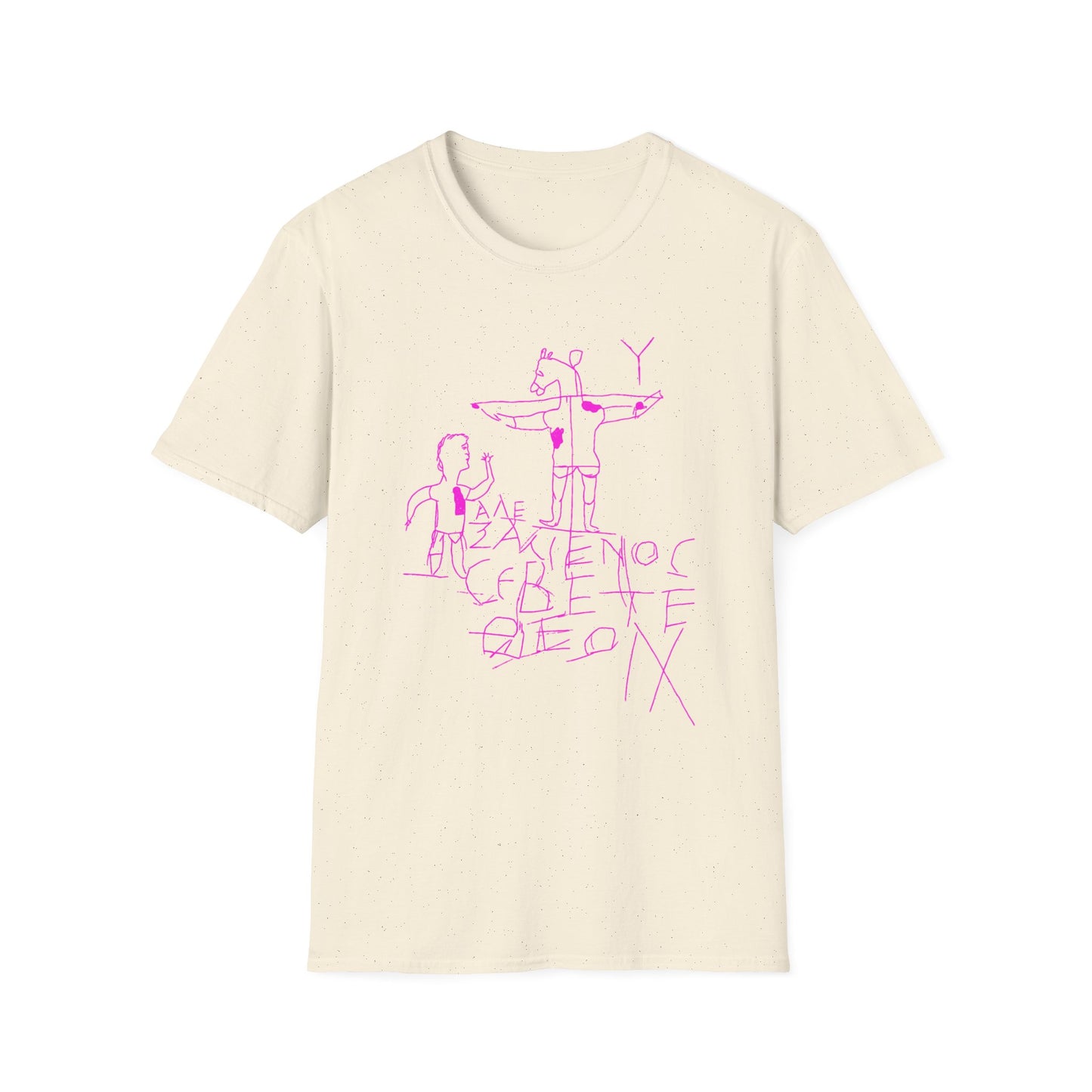 alexamenos graffito blasphemous young man worships donkey early graffiti 200 BC in pink tshirt