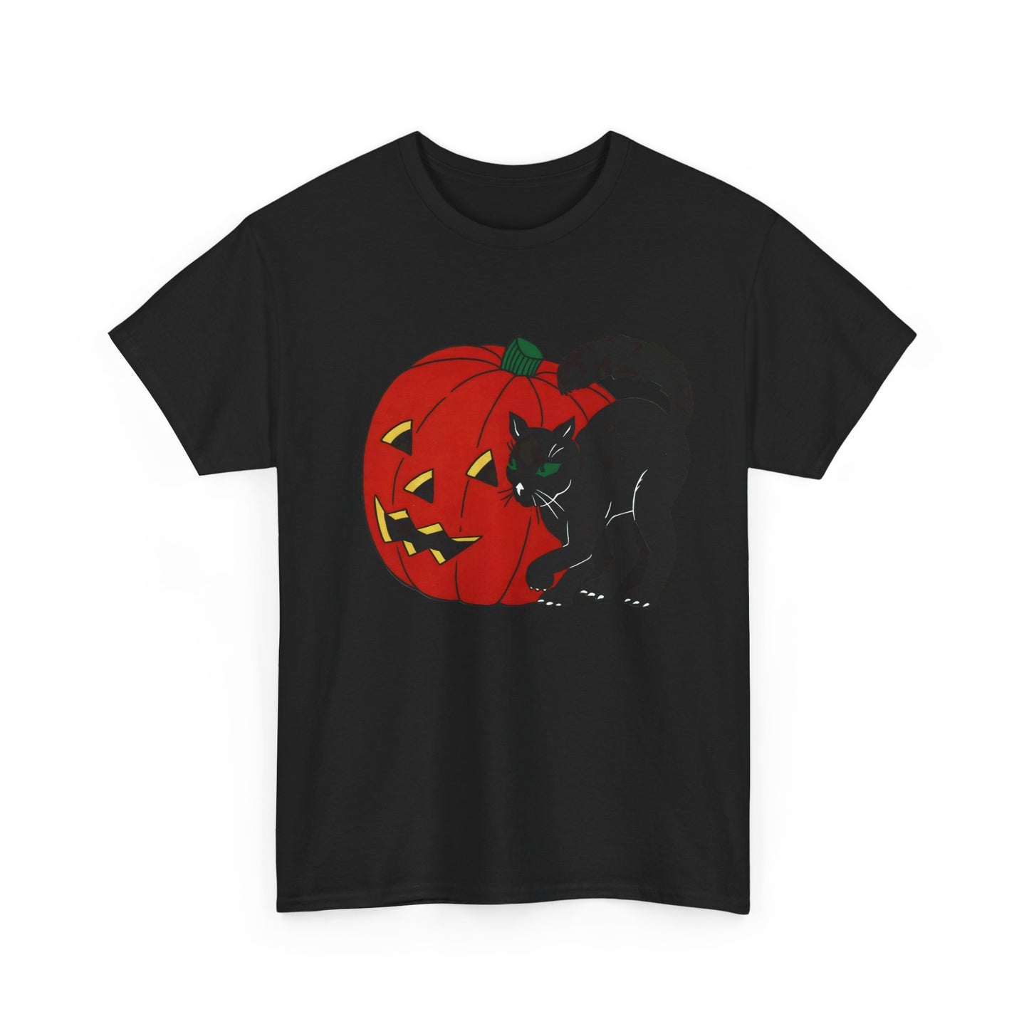 vintage 1960s halloween jack o lantern and black cat reproduction tshirt