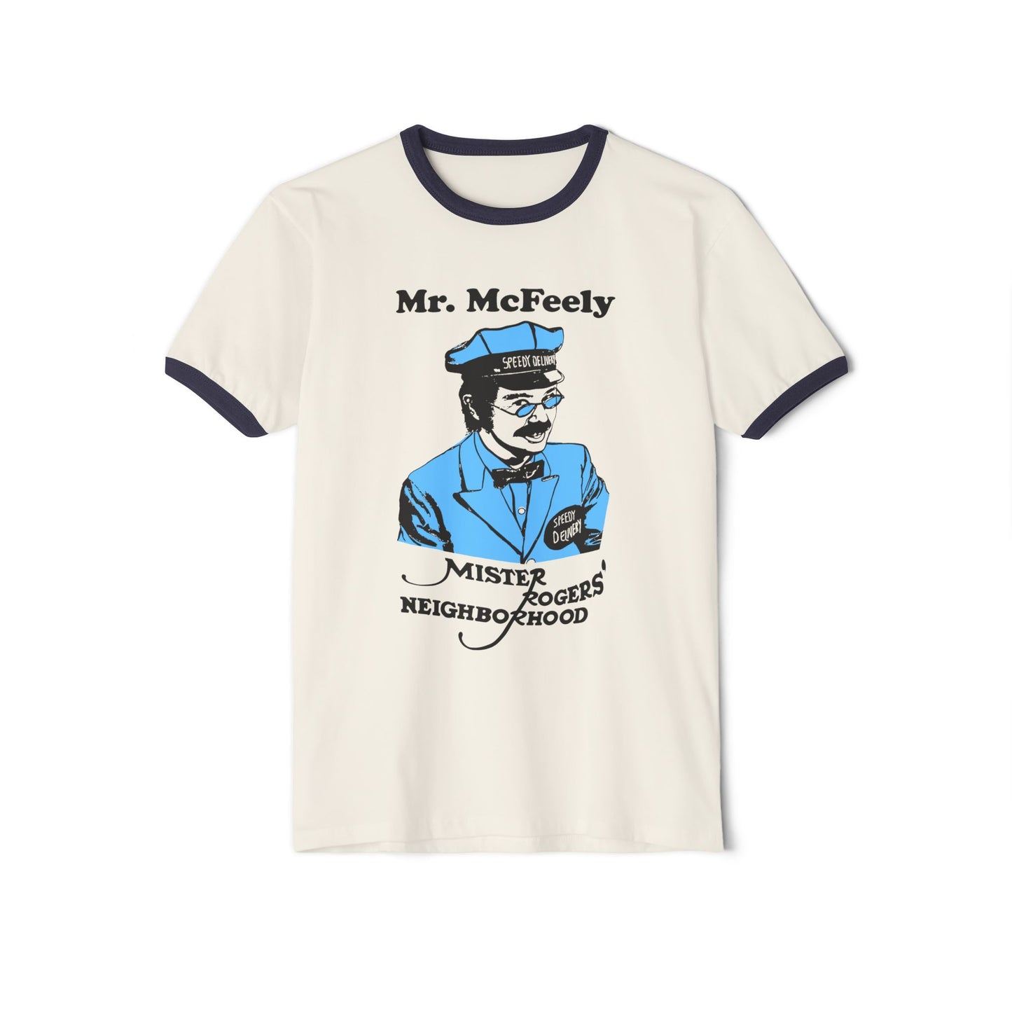 vintage mr mcfeely from mr rogers custom reproduction ringer tshirt