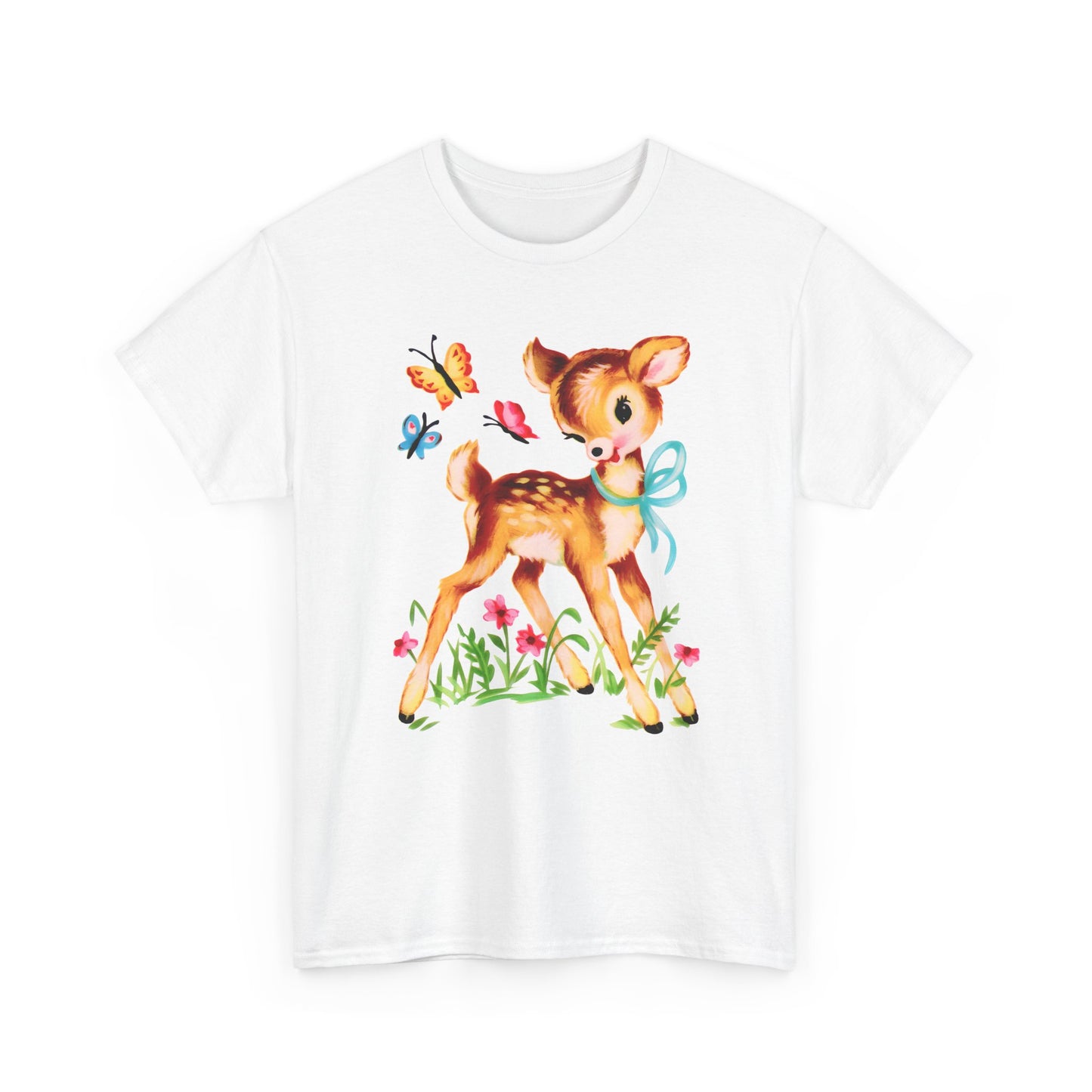 vintage cute baby deer reproduction tshirt