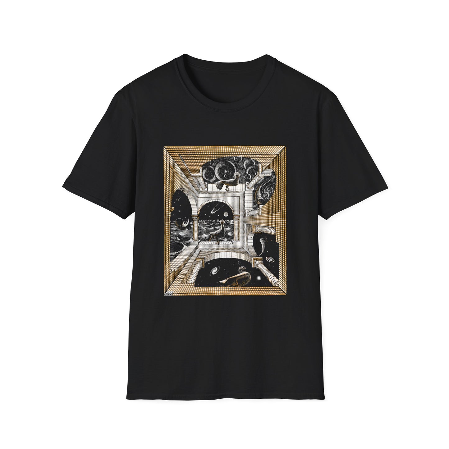 1947 m.c escher another world tshirt