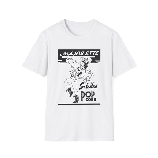 majorette vintage popcorn bag logo in black tshirt