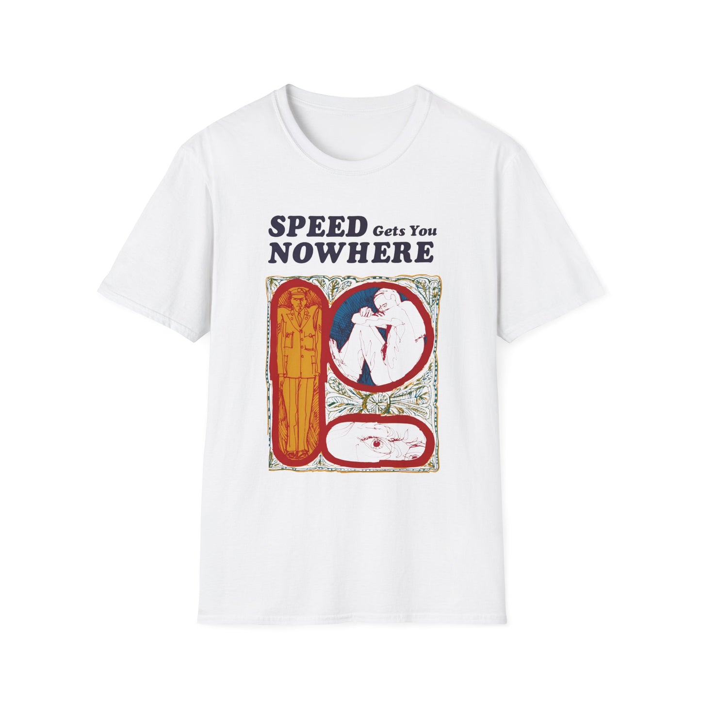 1970s anti drug campaign poster "speed gets you nowhere" tshirt