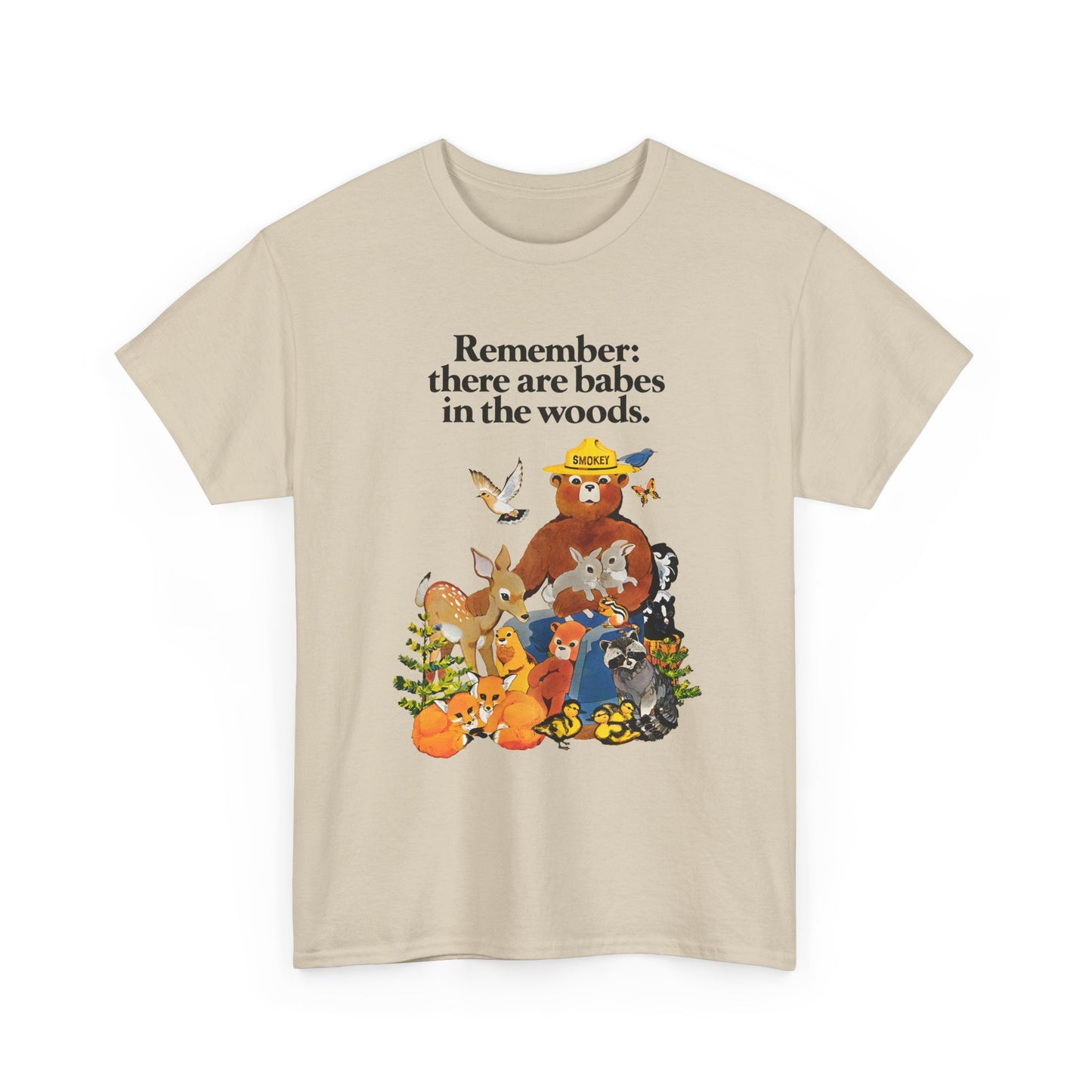 vintage smokey the bear babes in the woods reproduction tshirt
