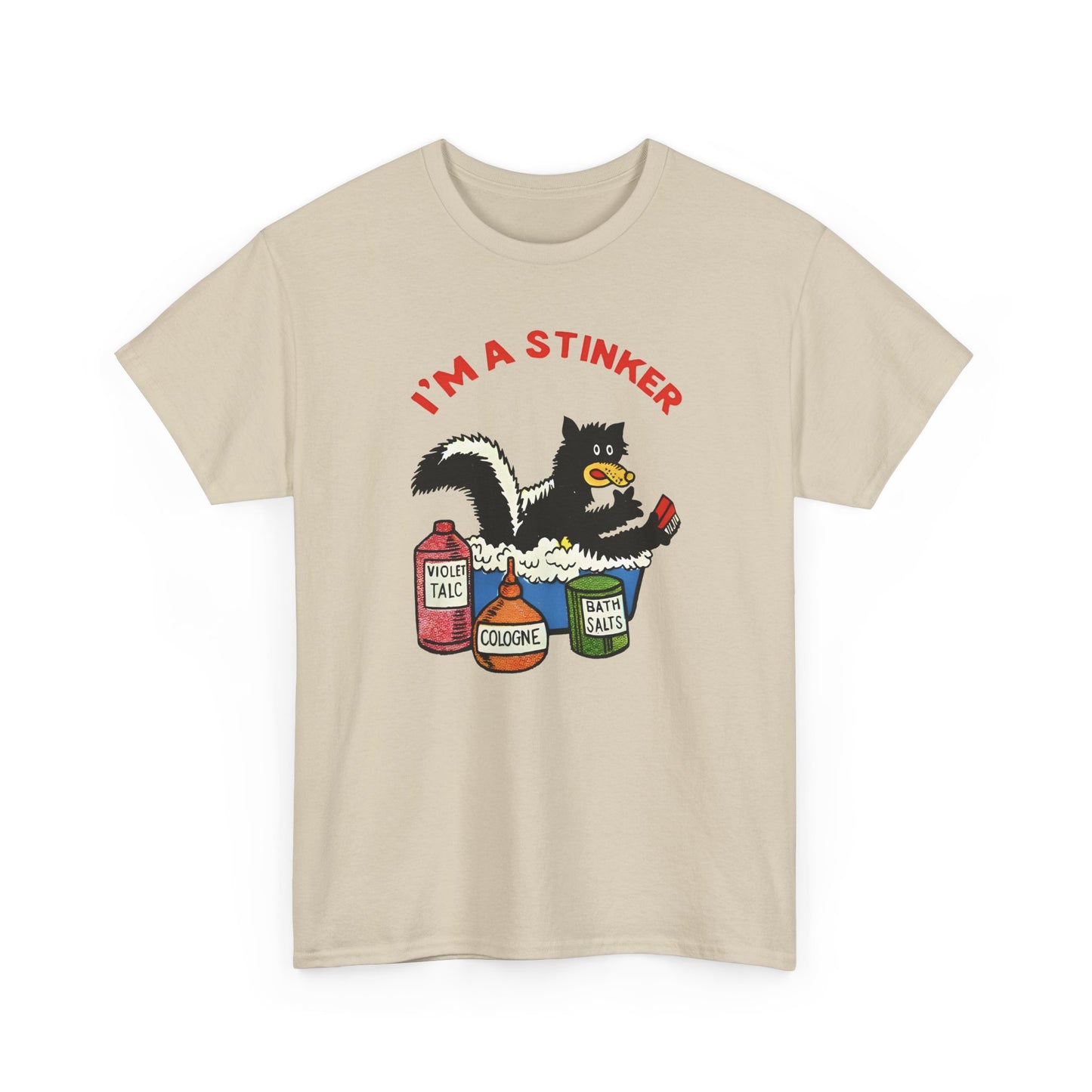 1960s skunk in bath i'm a stinker reproduction tshirt
