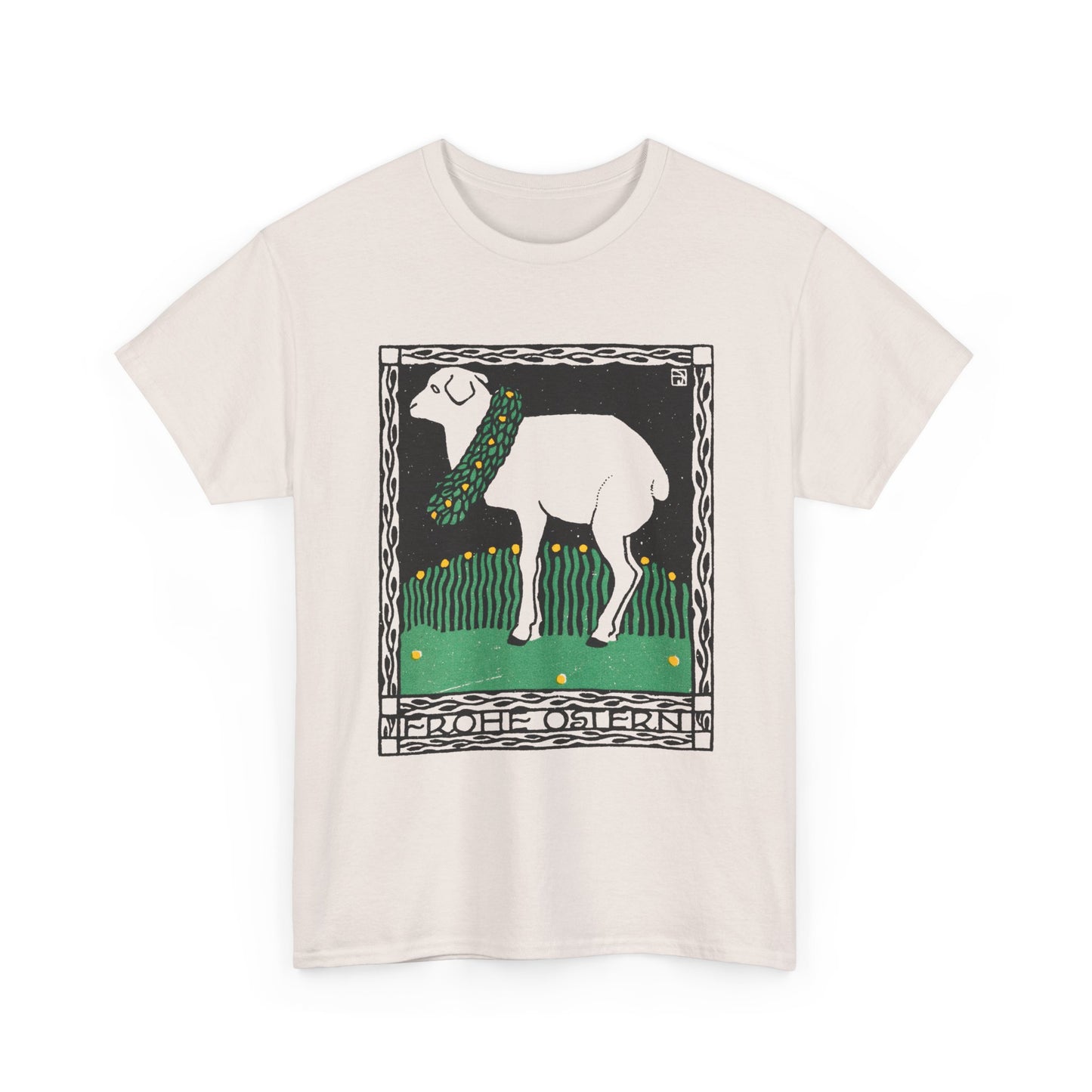 1909 josef von diveky happy easter (frohe ostern) color lithograph lamb reproduction tshirt