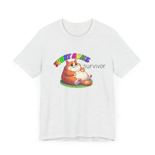 tummy ache survivor stuffed kitty silly tshirt