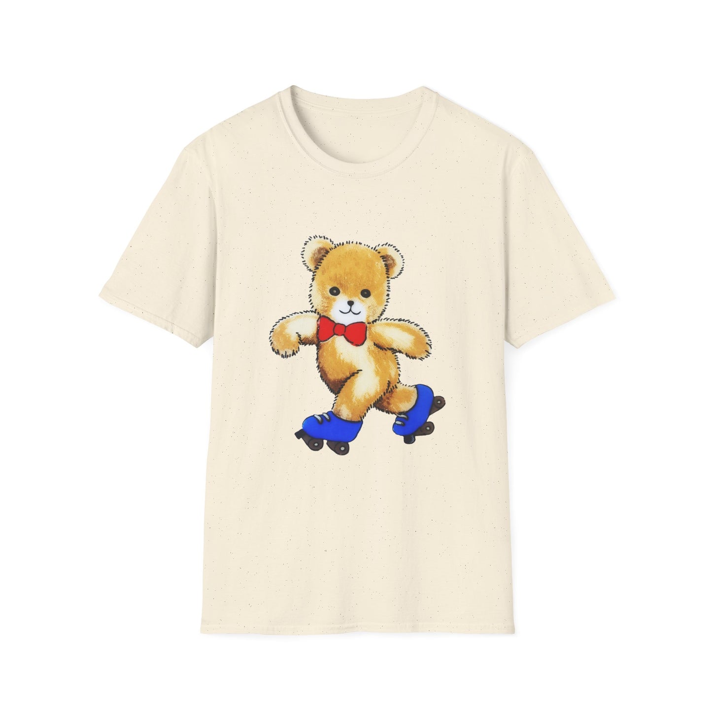 reproduction of a vintage cute teddy bear on roller skates tshirt