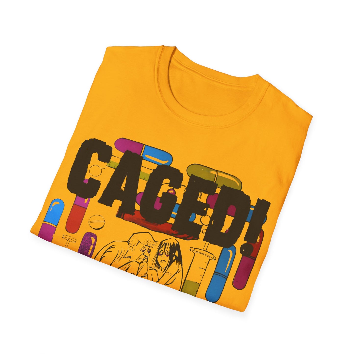 1960s/70s anti-drug poster tshirt "CAGED!" by smartset smarteen s.o.s tshirt