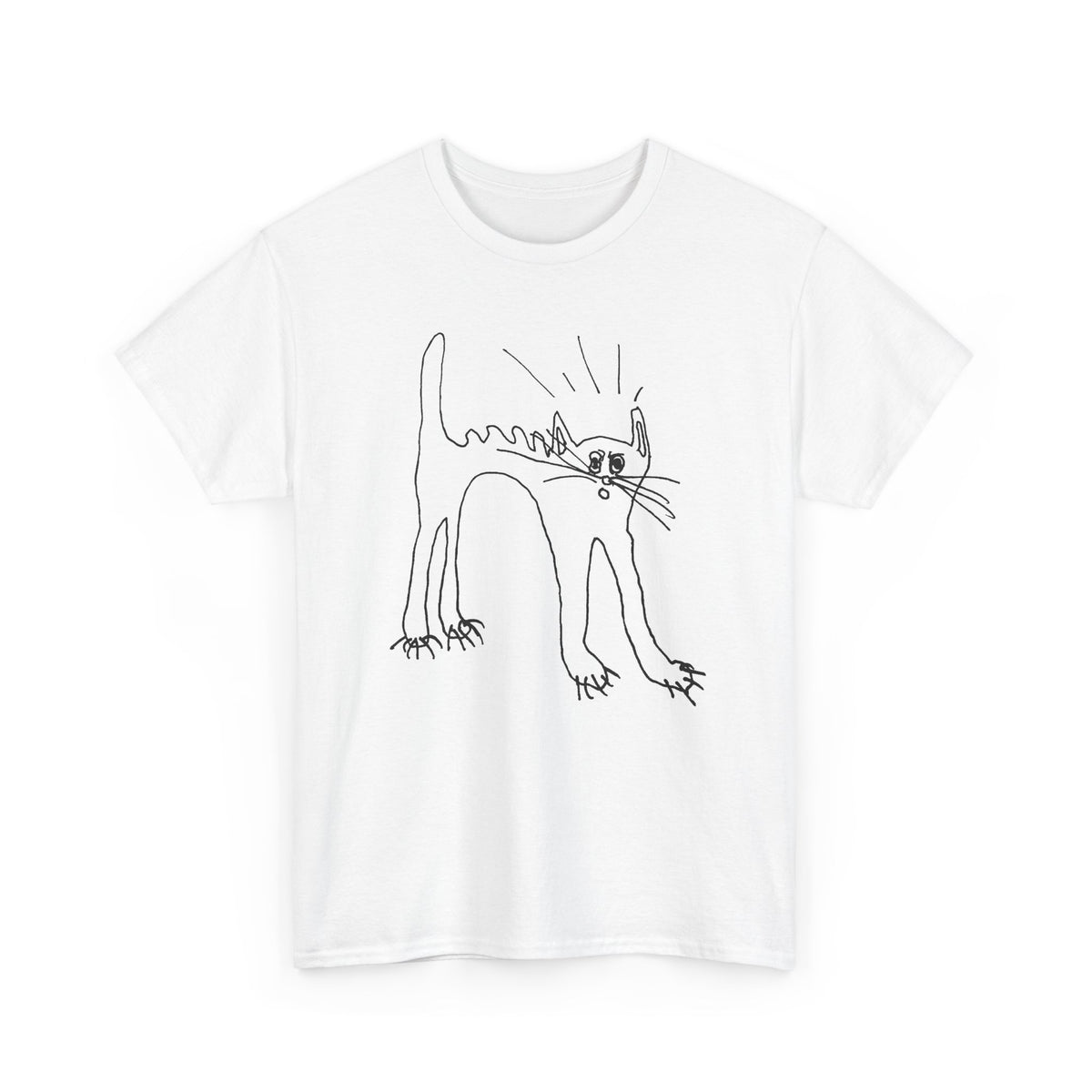 original drawing of a very spooked cat tshirt