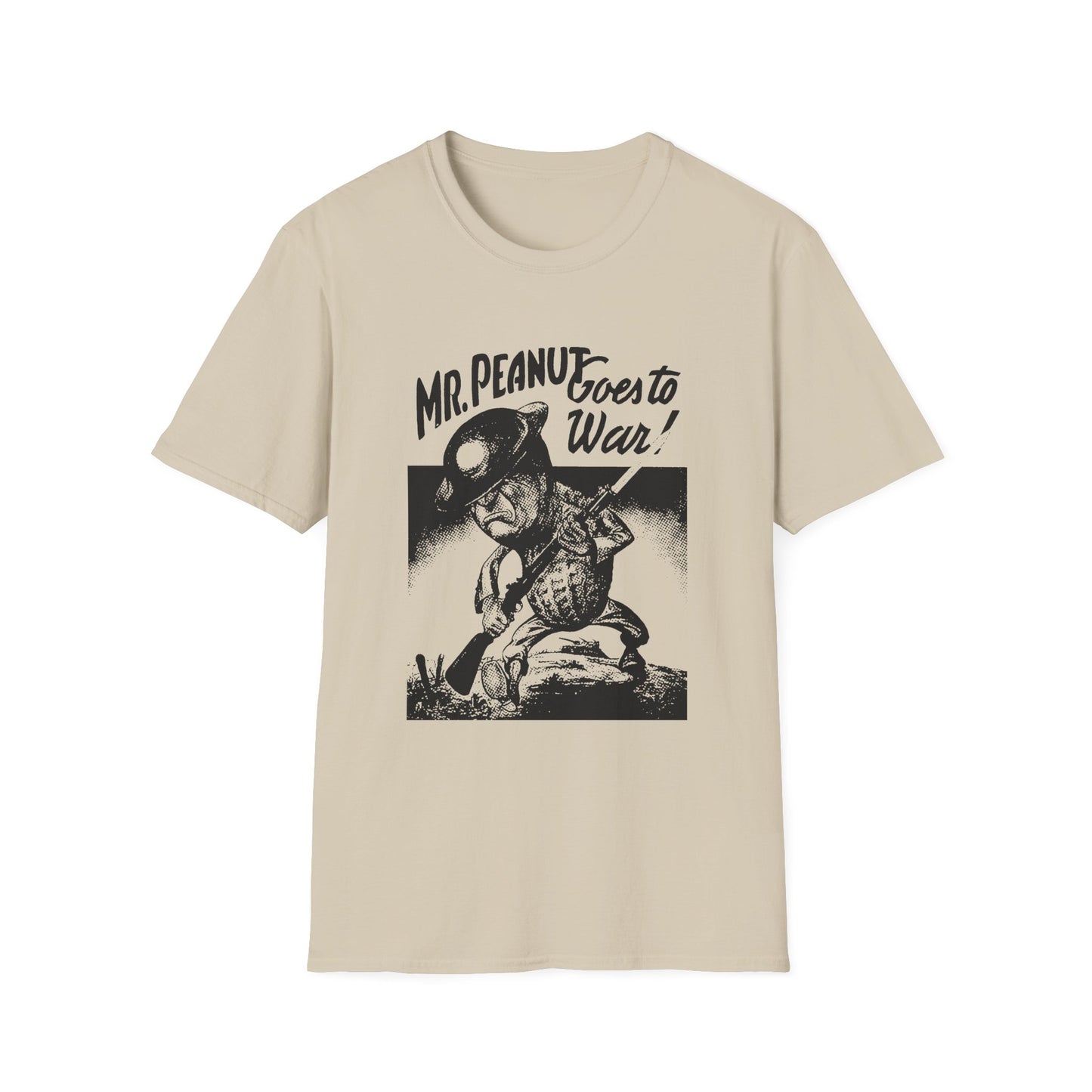 mr. peanut goes to war! vintage world war propaganda poster reproduction tshirt
