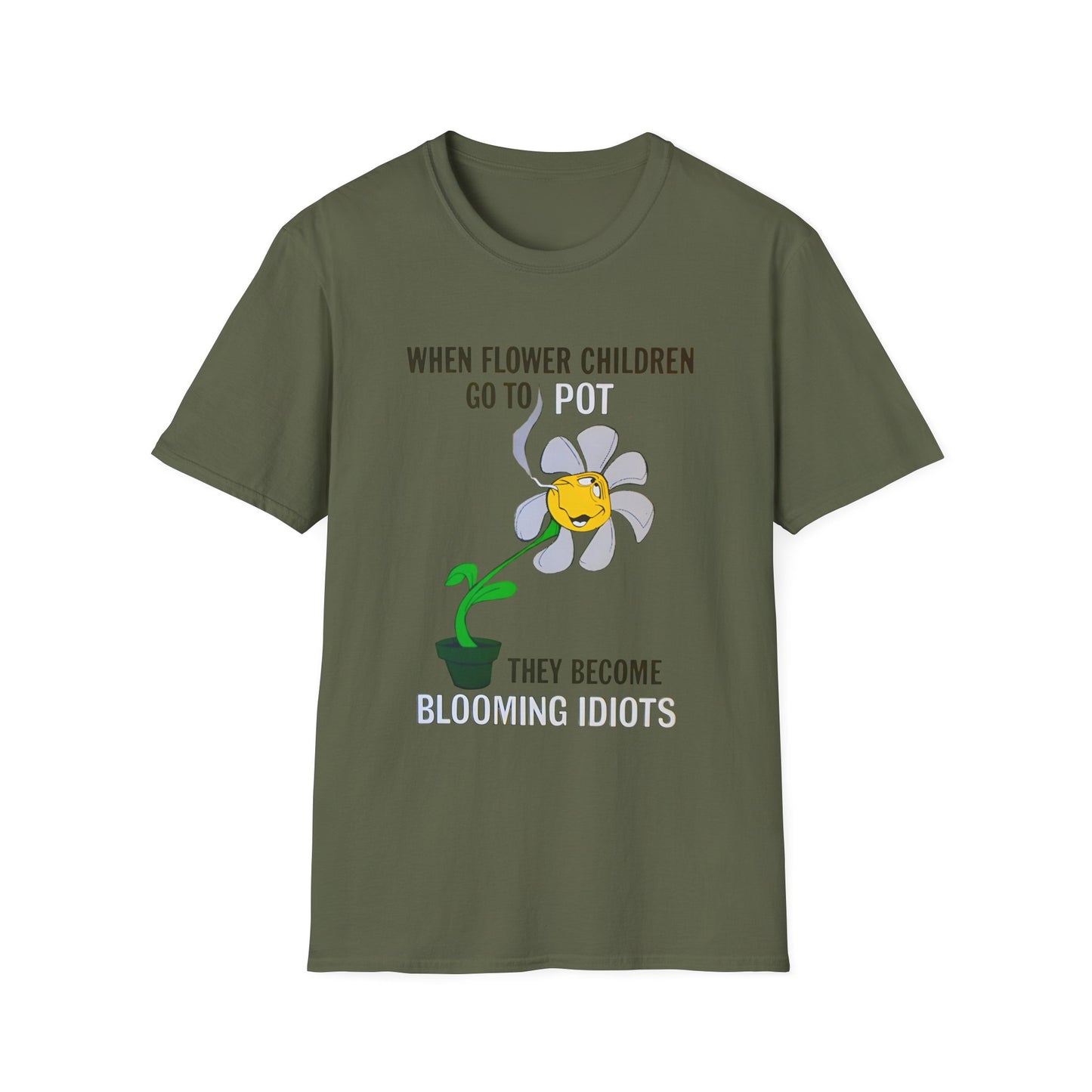 1960s/70s anti drug poster when flower children go to pot, they become blooming idiots? by smartset smarteen s.o.s tshirt