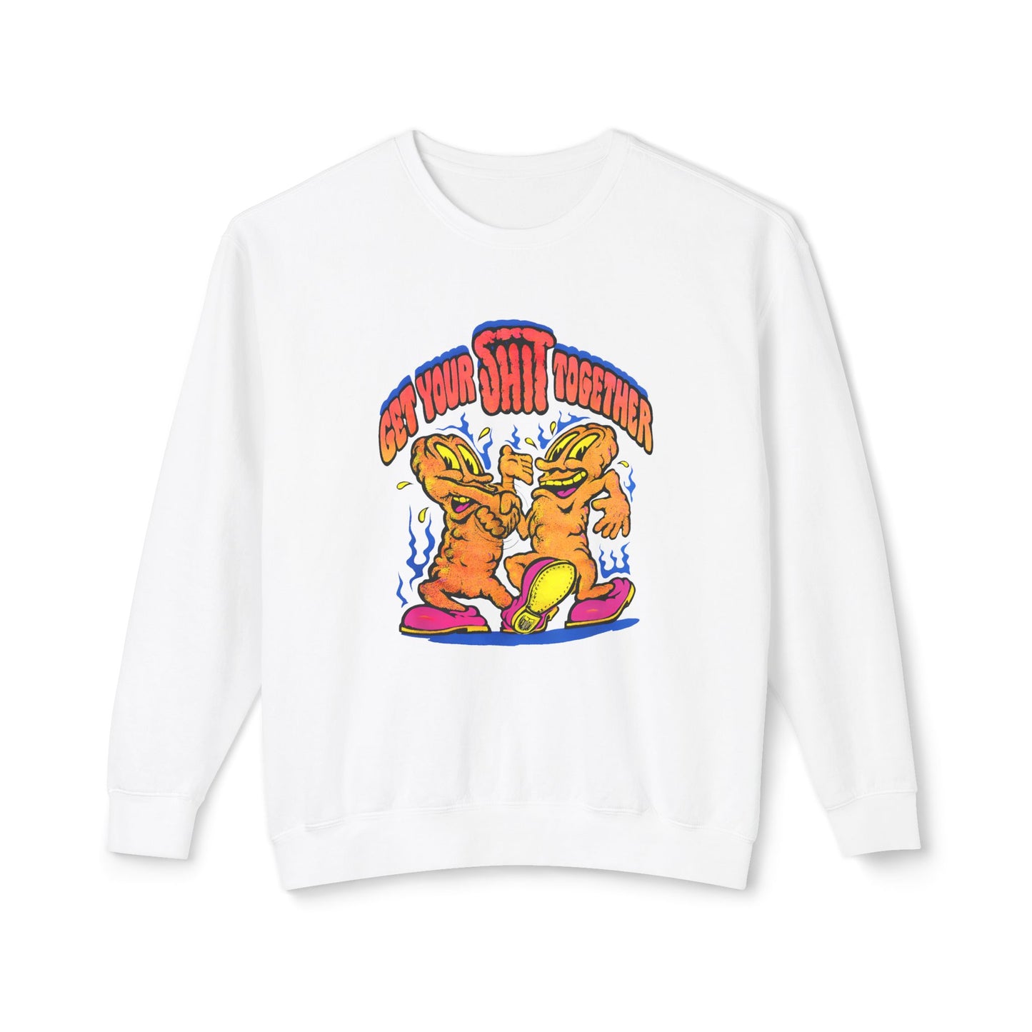 1970s graphic "get your shit together" two shits shaking hands 100% cotton sweatshirt