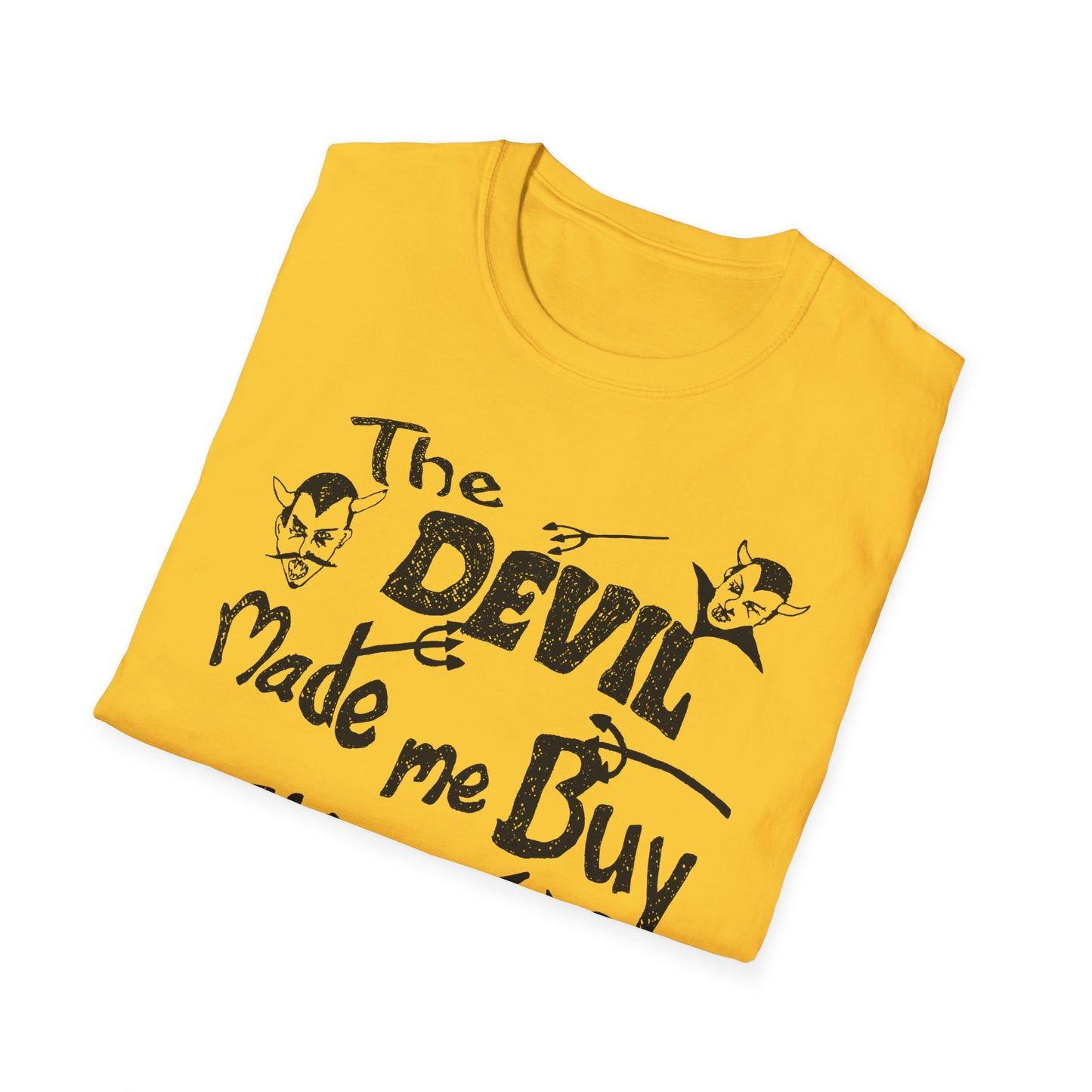 vintage the devil made me buy this shirt custom drawn reproduction tshirt