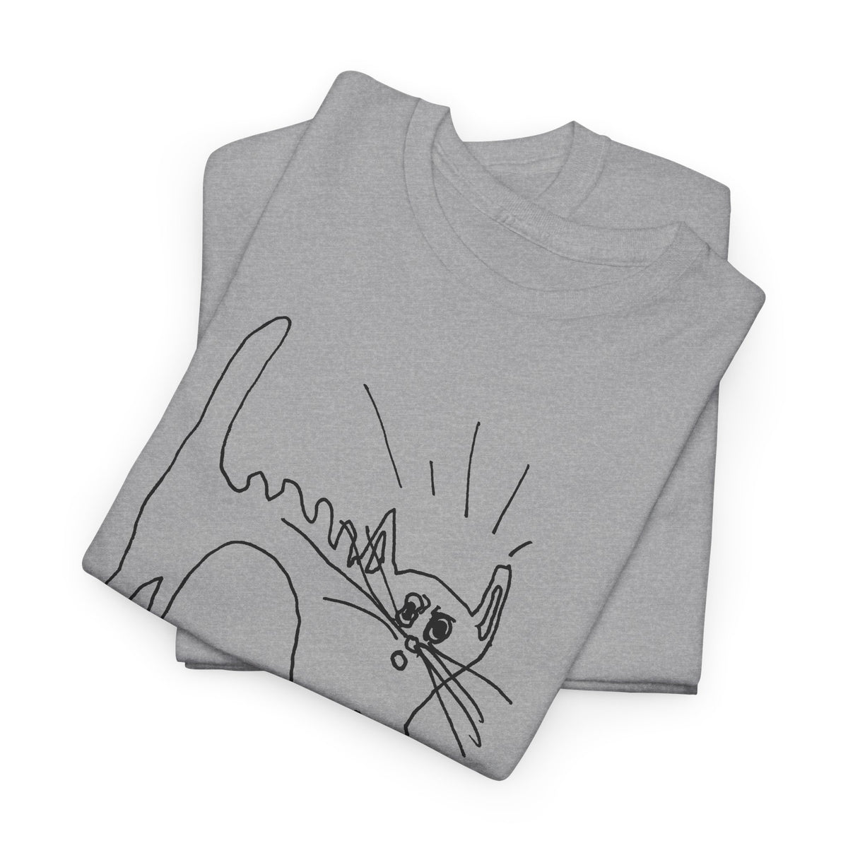 original drawing of a very spooked cat tshirt