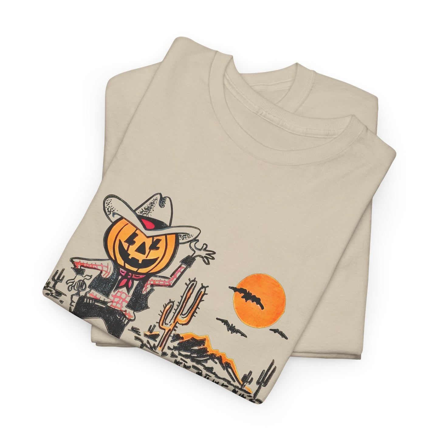 vintage trick or treat bag cowboy pumpkin graphic reproduction tshirt