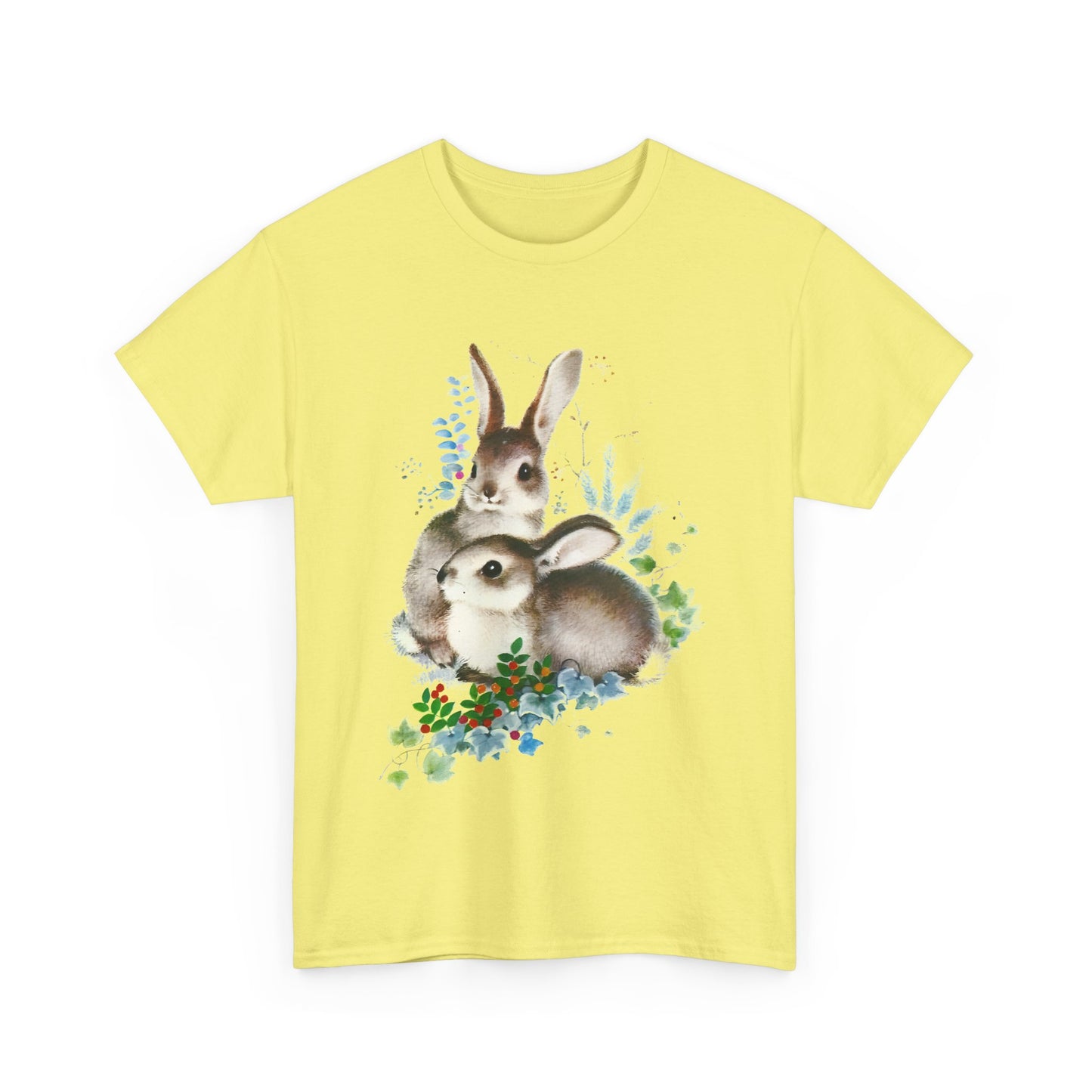 mid twentieth century two bunnies vintage graphic reproduction tshirt