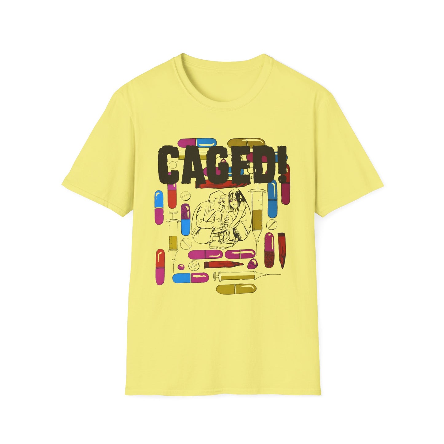 1960s/70s anti drug poster tshirt caged! by smartset smarteen s.o.s tshirt