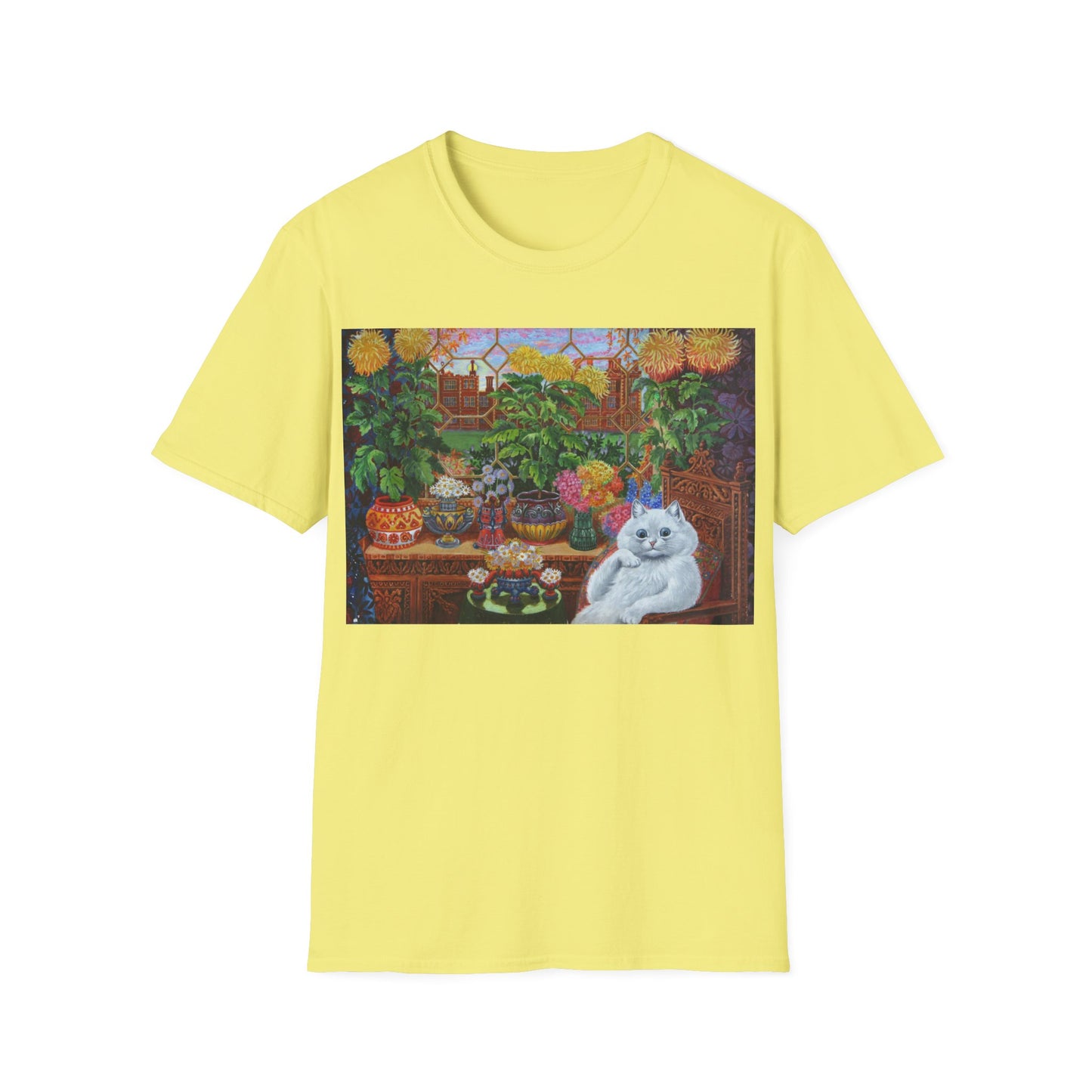 louis wain thinking cat with flowers tshirt