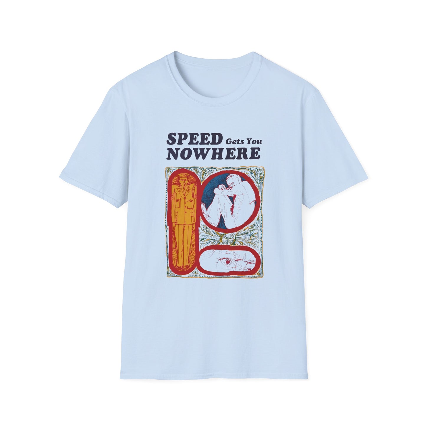 1970s anti drug campaign poster speed gets you nowhere tshirt