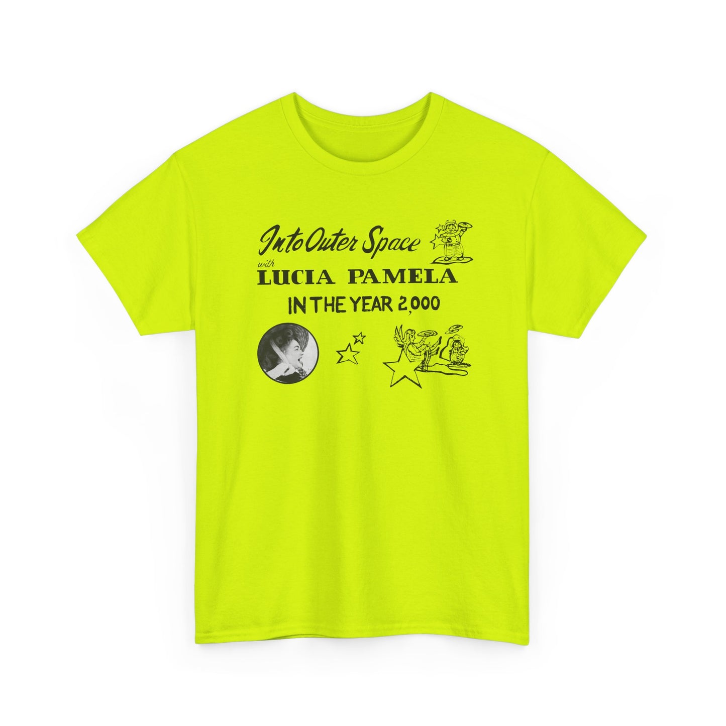 into outer space with lucia pamela in the year 2000 coloring book cover tshirt