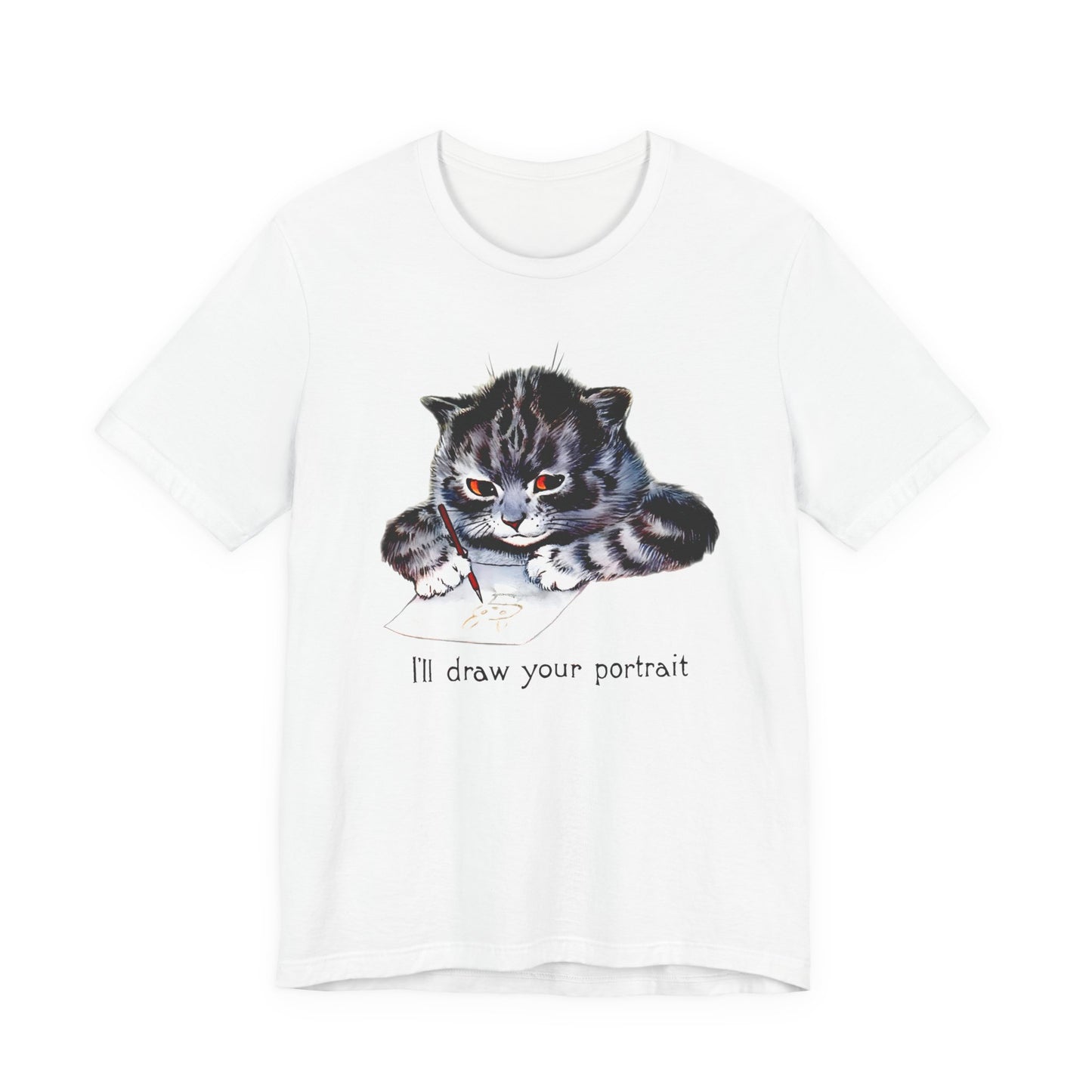louis wain anthropomorphized cat painting i'll draw your portrait tshirt