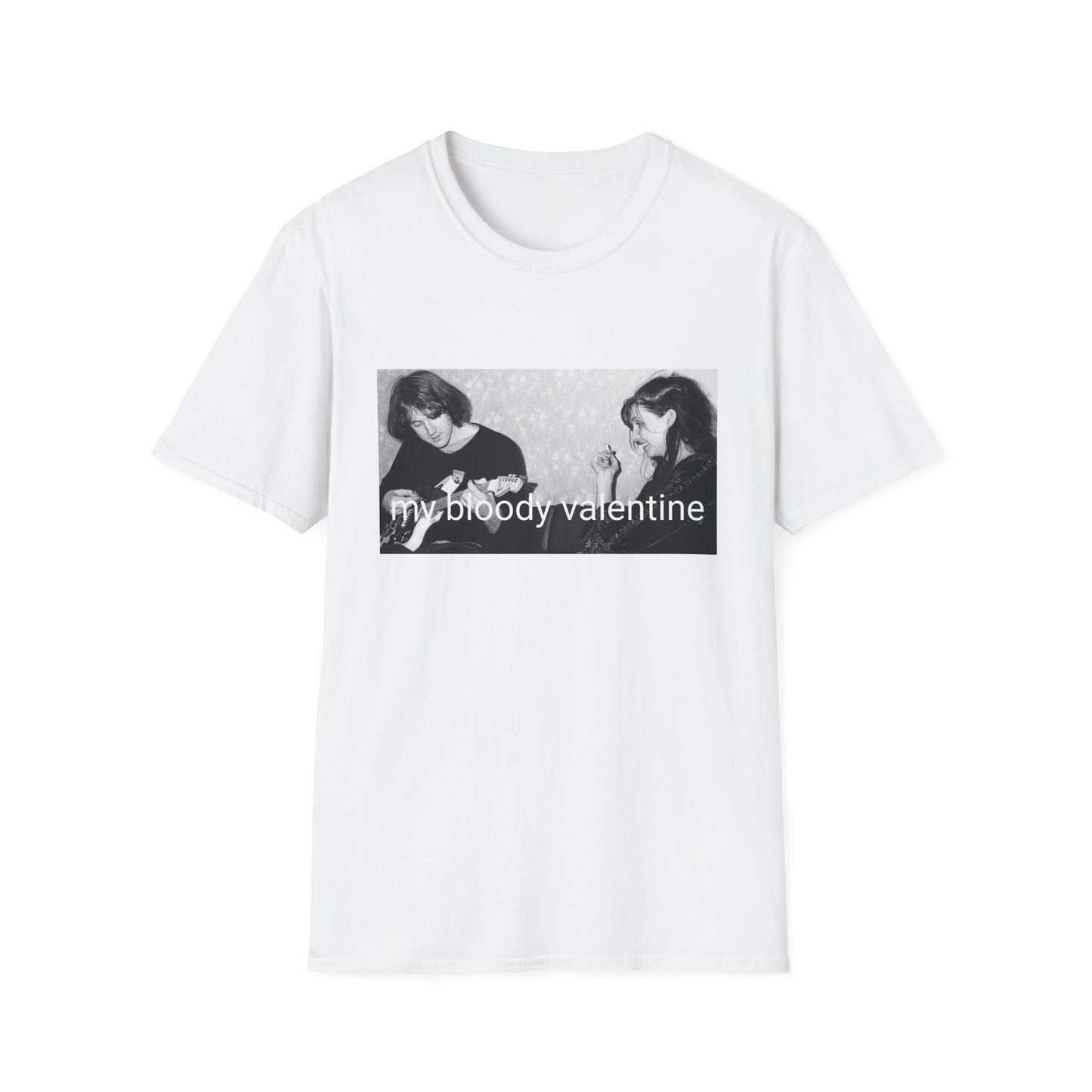 kevin shields and belinda butcher sitting on a couch tshirt