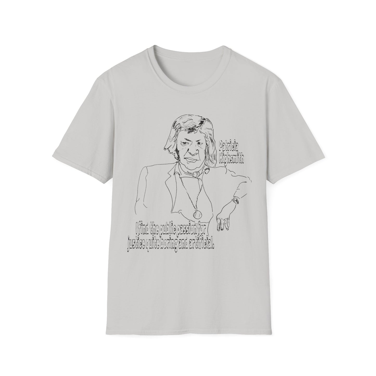 original drawing of patricia highsmith "I find the public passion for justice quite boring and artificial."