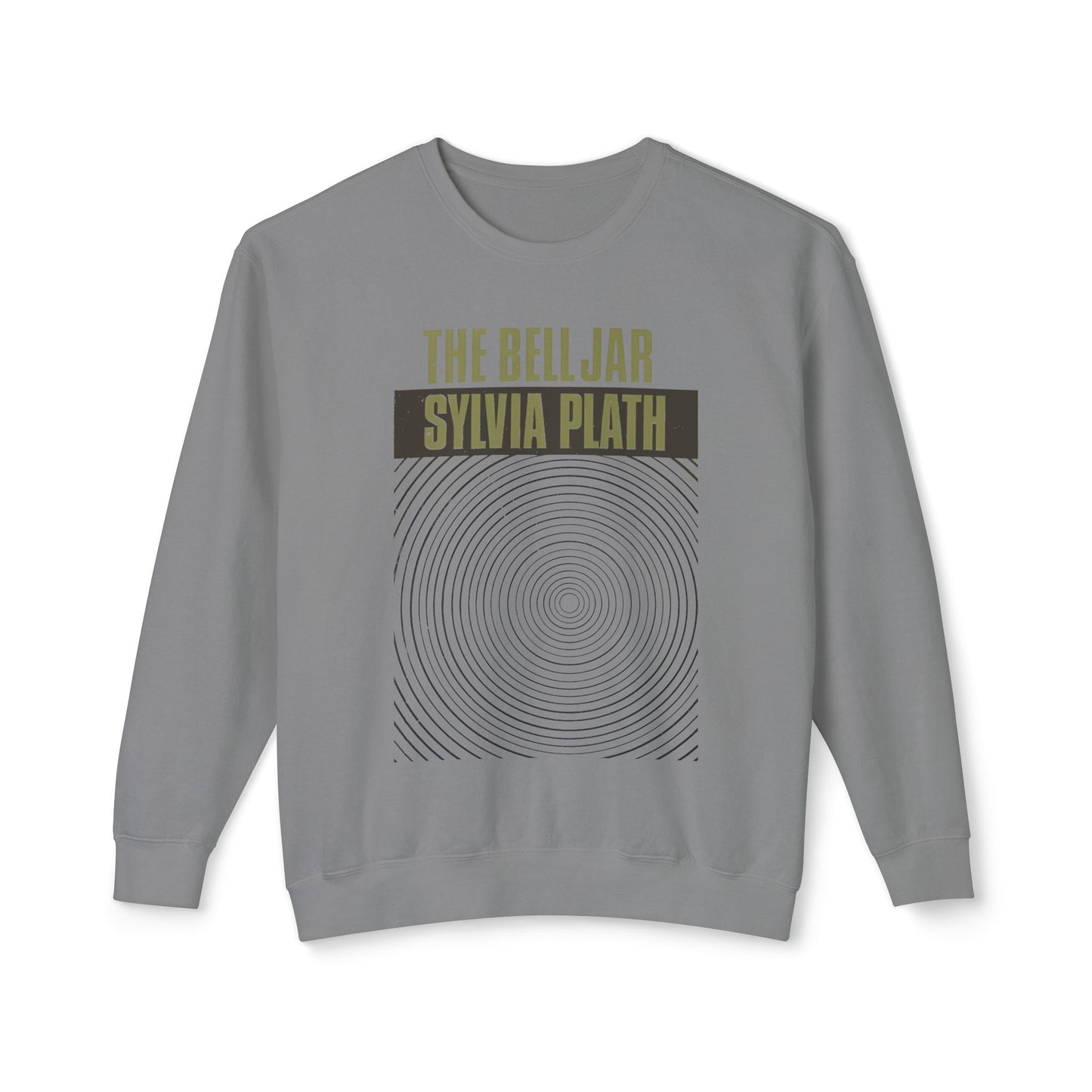 1963 book by sylvia plath "the bell jar" book cover on a 100% cotton sweatshirt