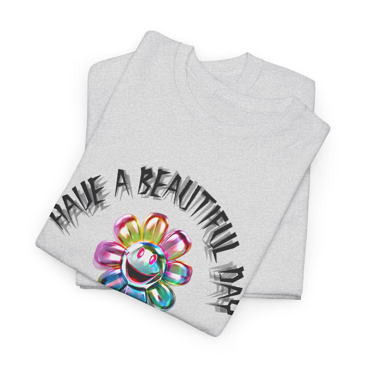 have a beautiful day chaotic rainbow daisy design tshirt