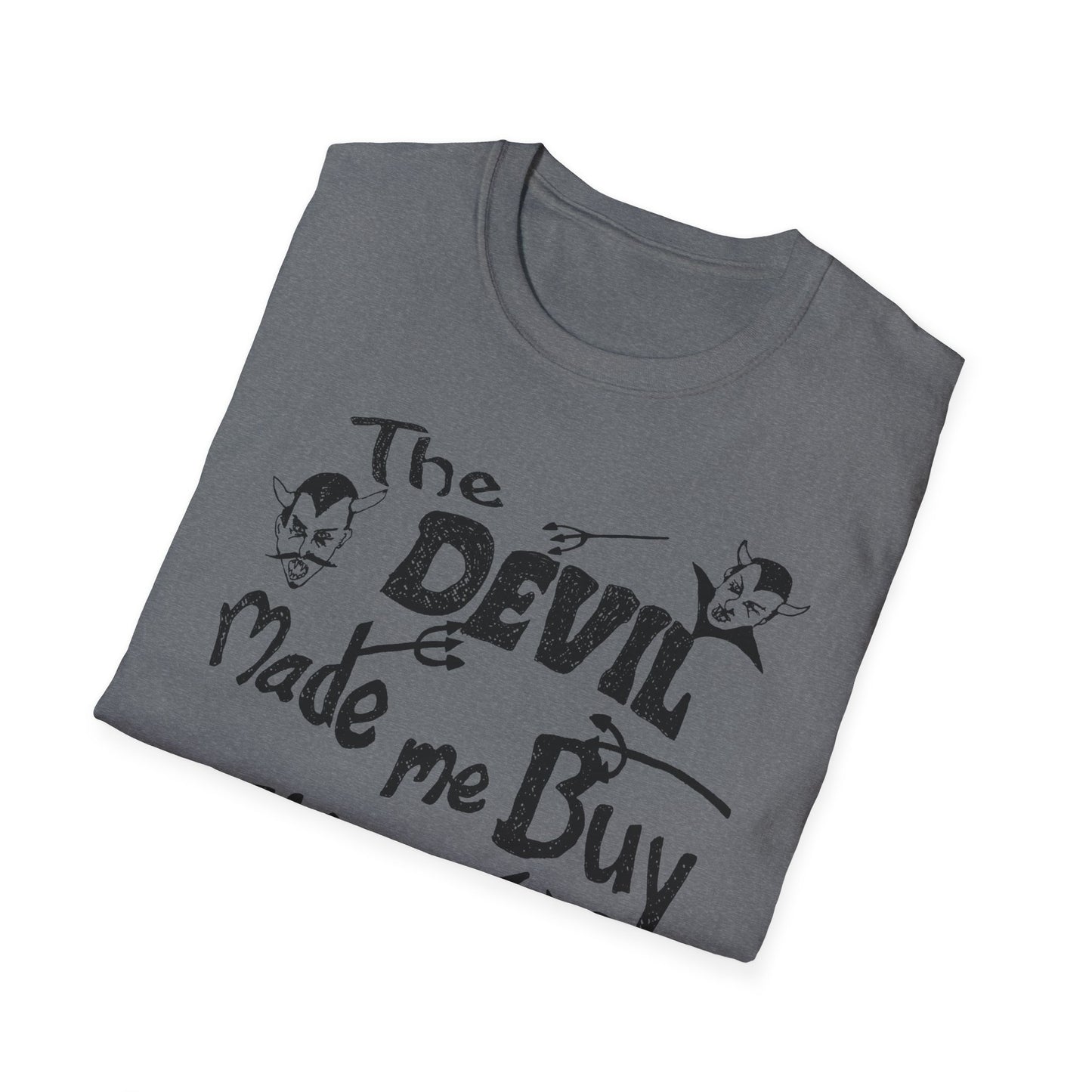 vintage the devil made me buy this shirt custom drawn reproduction tshirt
