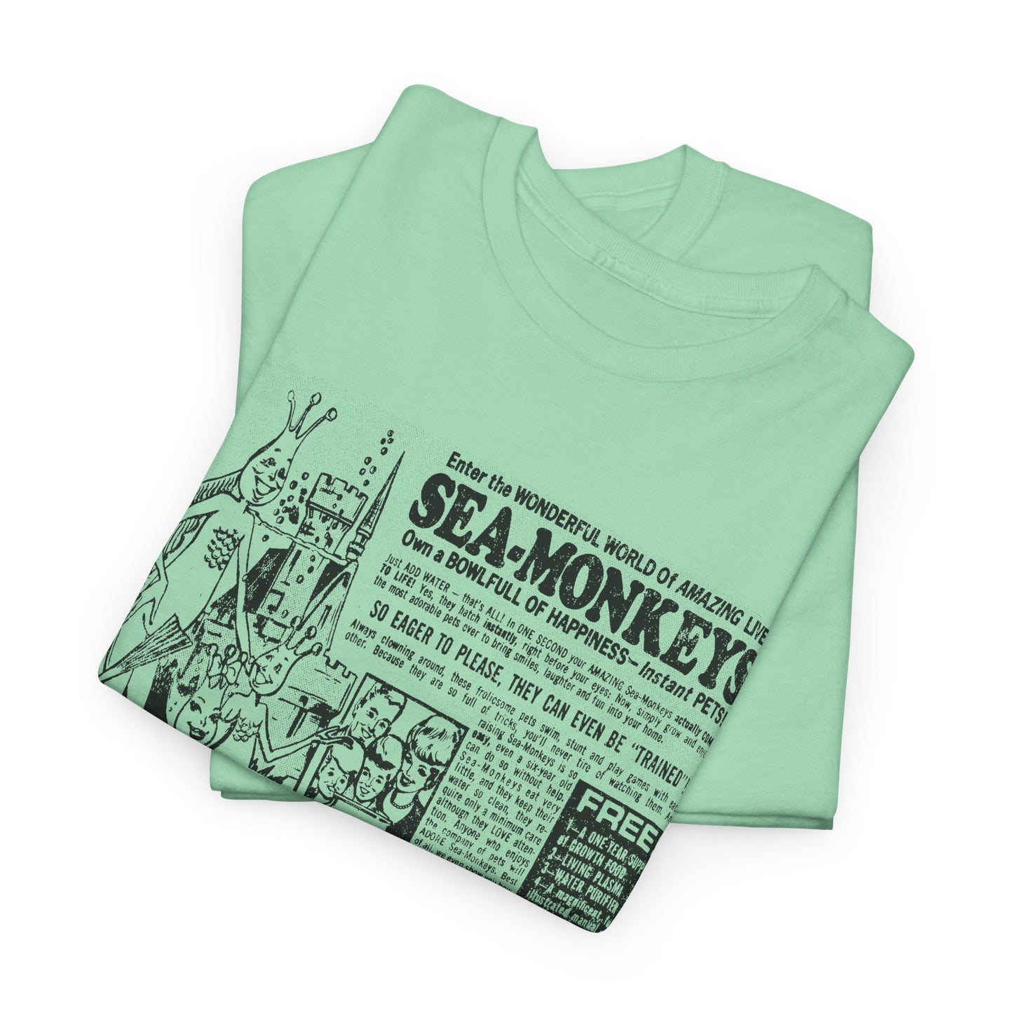 1973 sea monkeys insta pet advert black and white reproduction tshirt