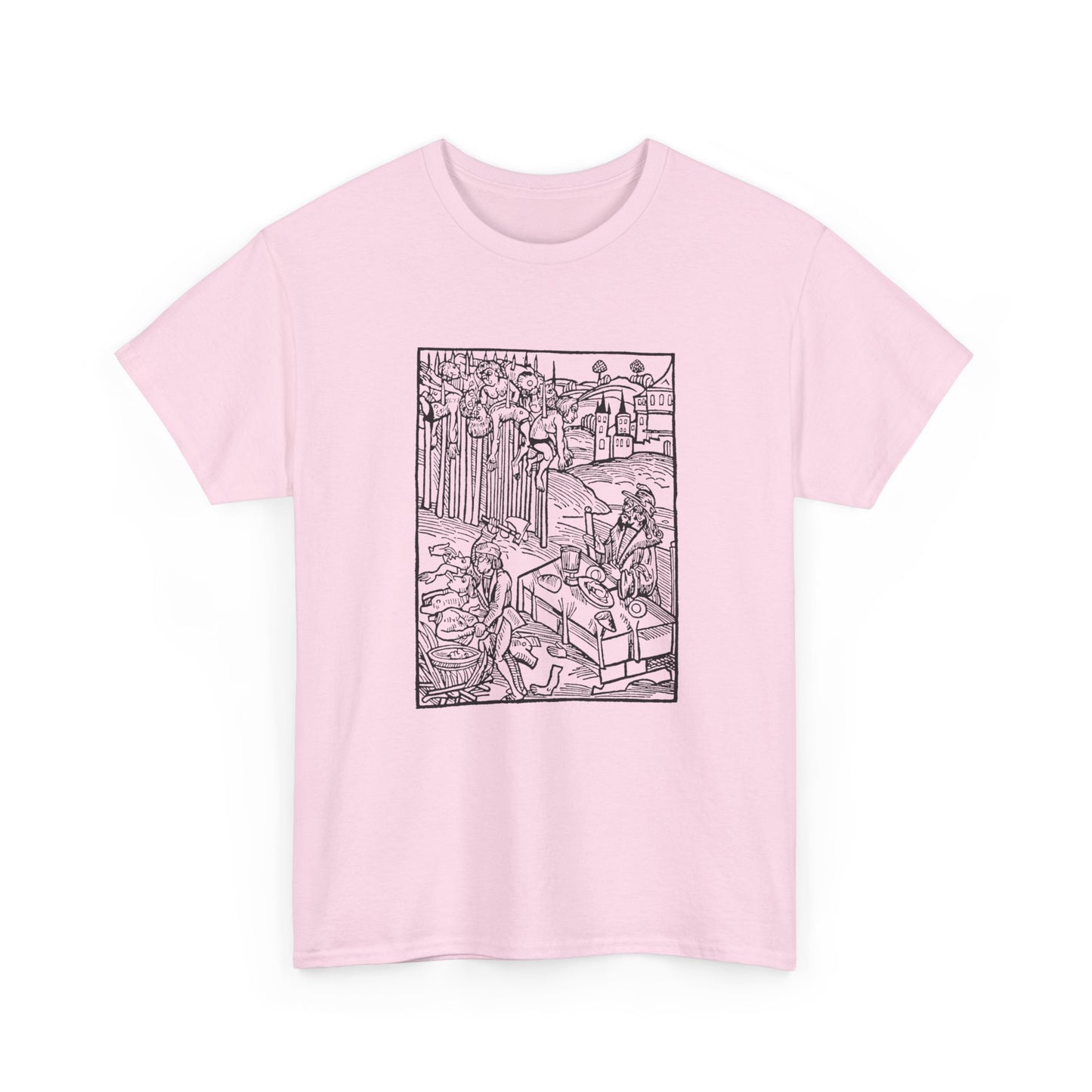 vlad the impaler dining near the mutilated bodies of his victims 1499 german woodcut by ambrosius huber tshirt