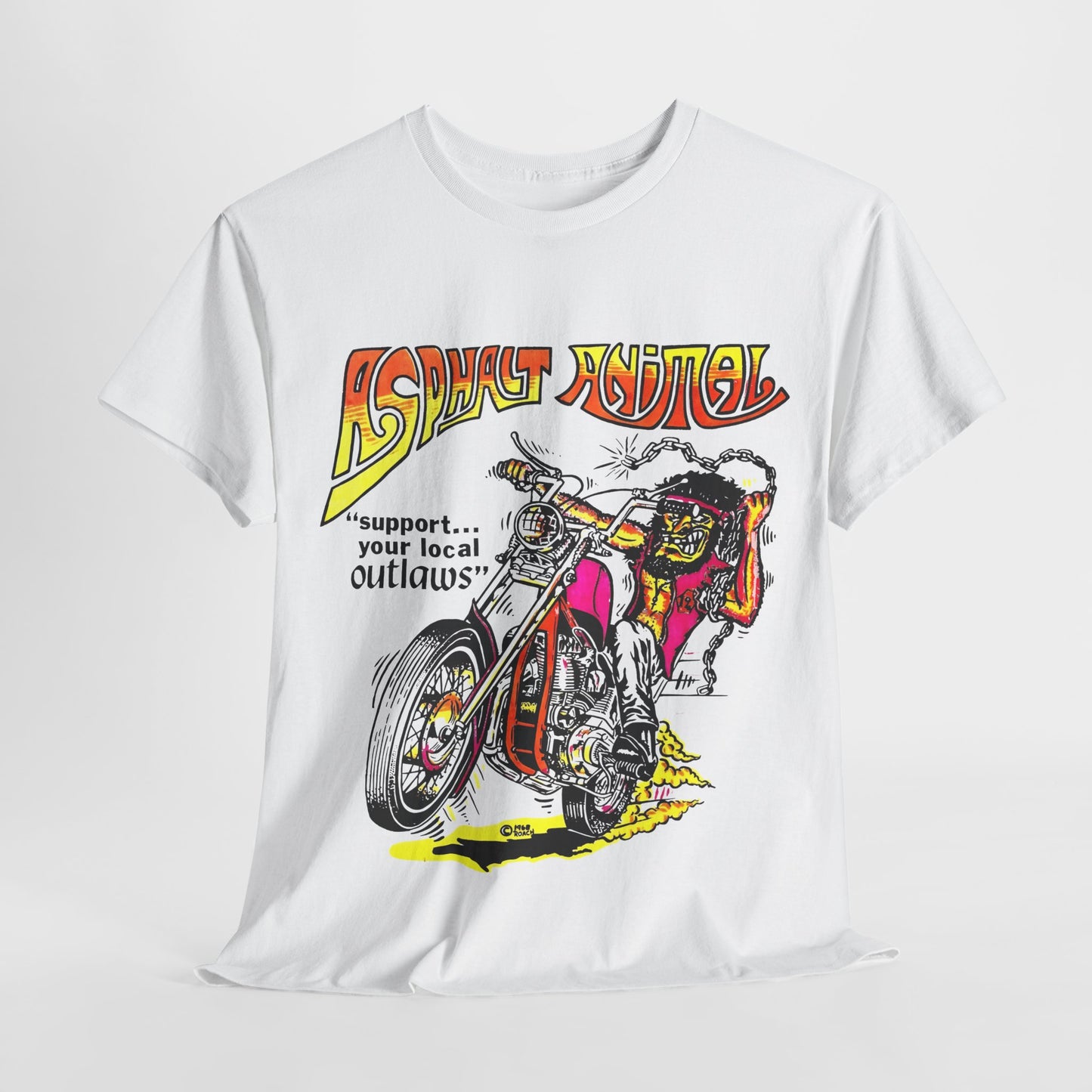 vintage 1967 asphalt animal support your local outlaws mototcycle graphic reproduction tshirt