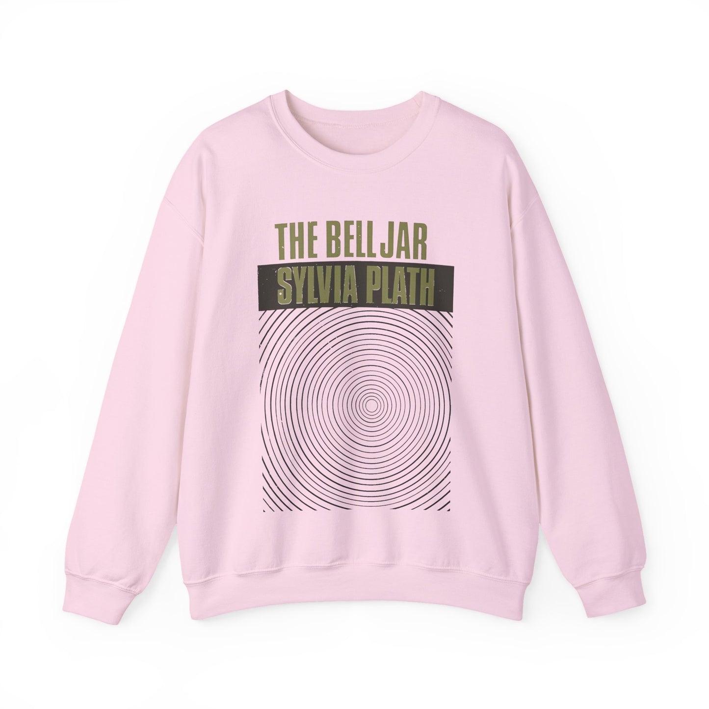 1963 book by sylvia plath "the bell jar" book cover on a unisex heavy blend crewneck sweatshirt
